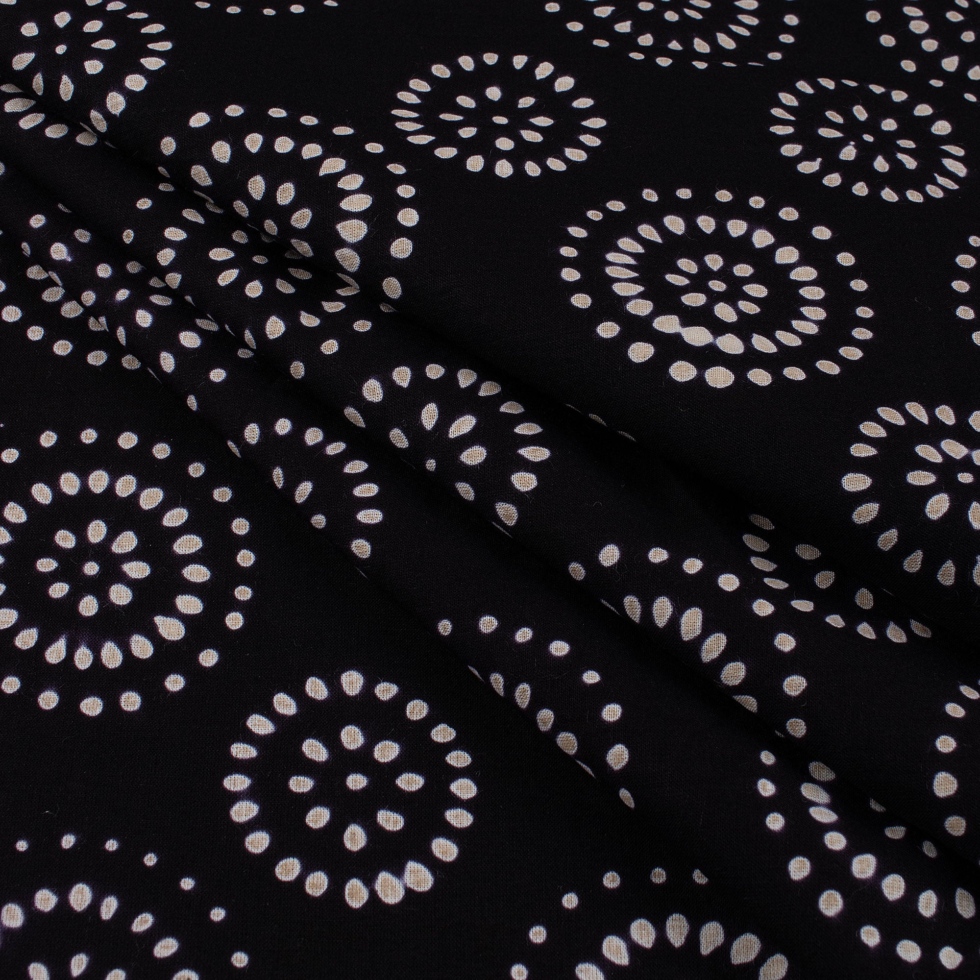 Indian Cotton Hand Block Organic Cotton Fabric Black and White
