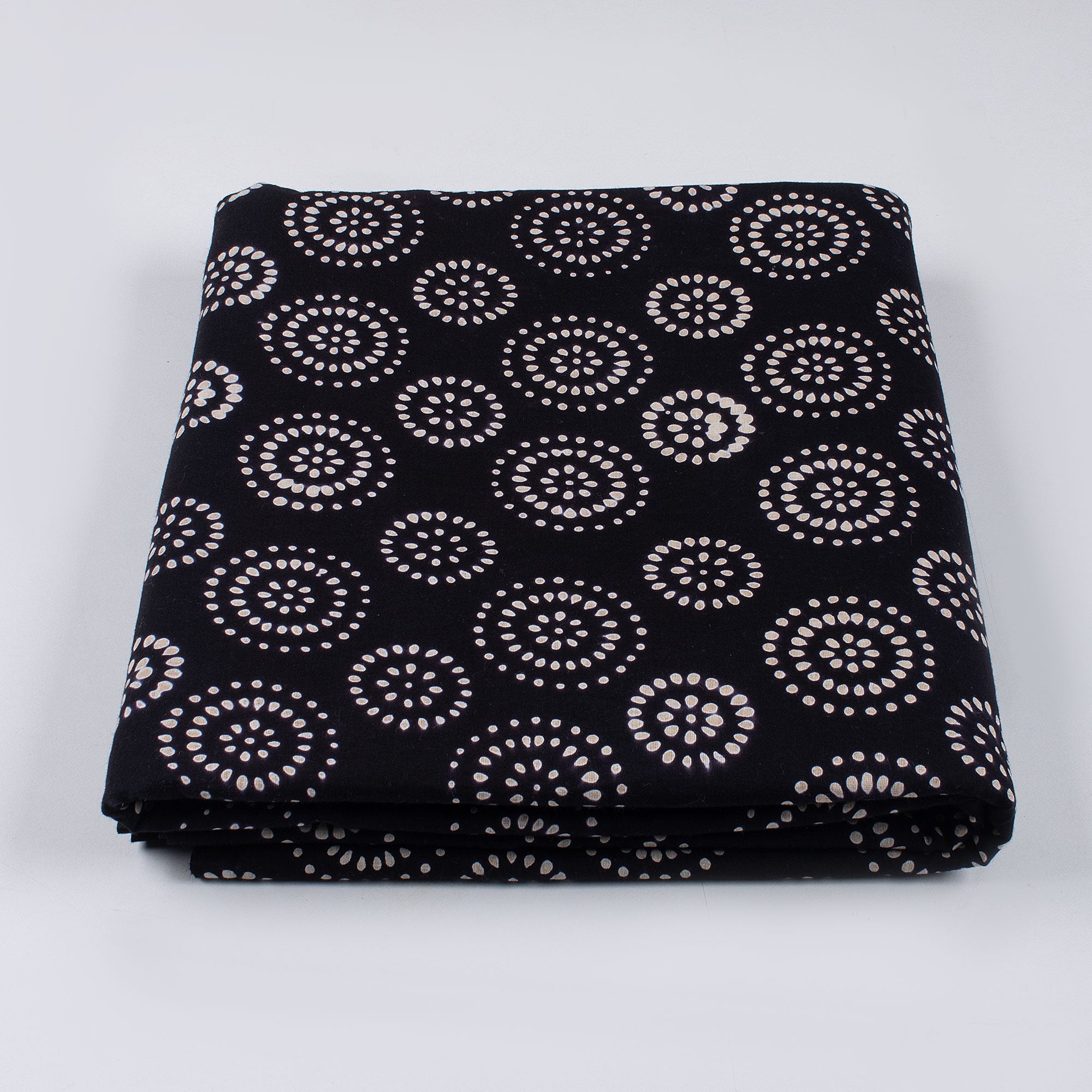 Indian Cotton Hand Block Organic Cotton Fabric Black and White