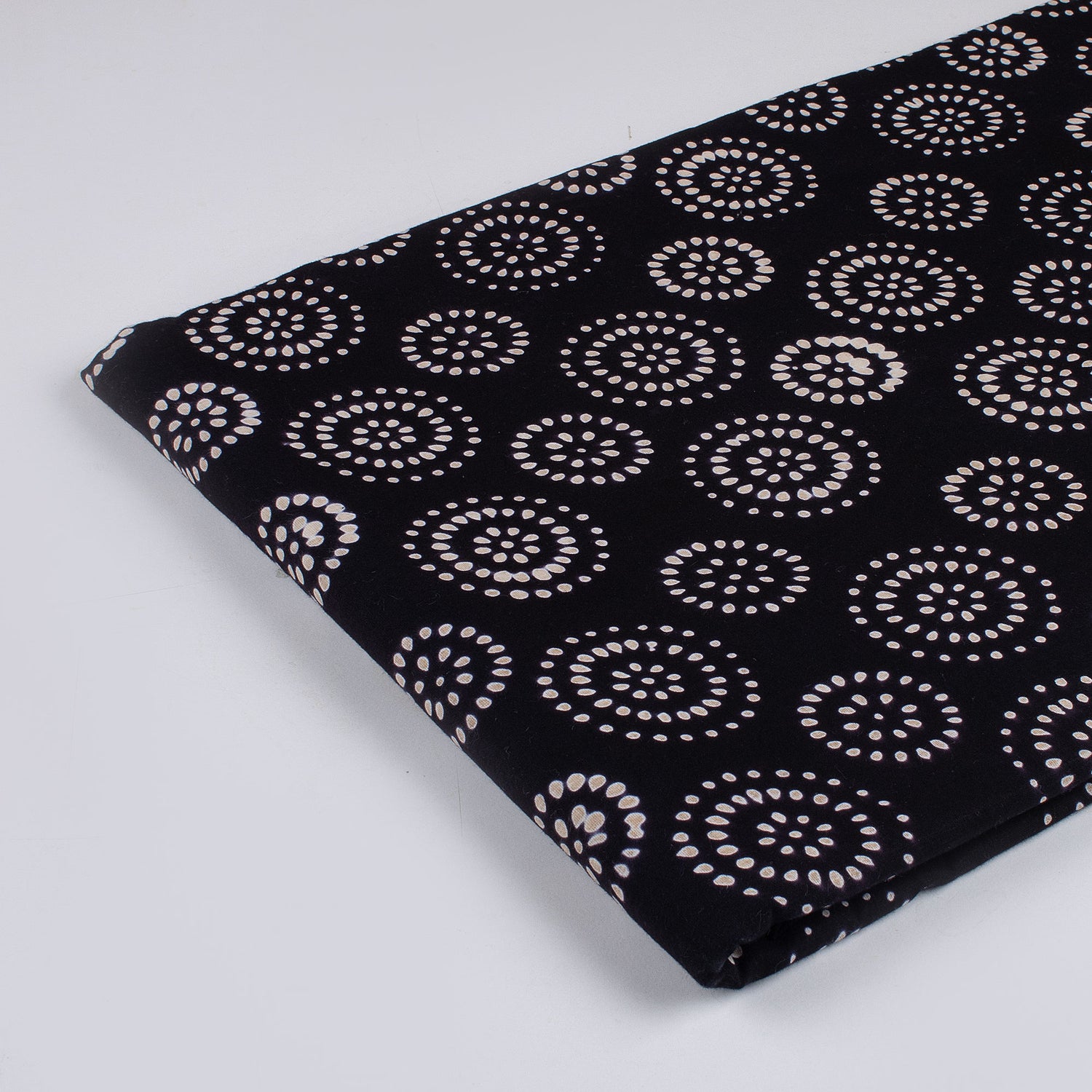 Indian Cotton Hand Block Organic Cotton Fabric Black and White