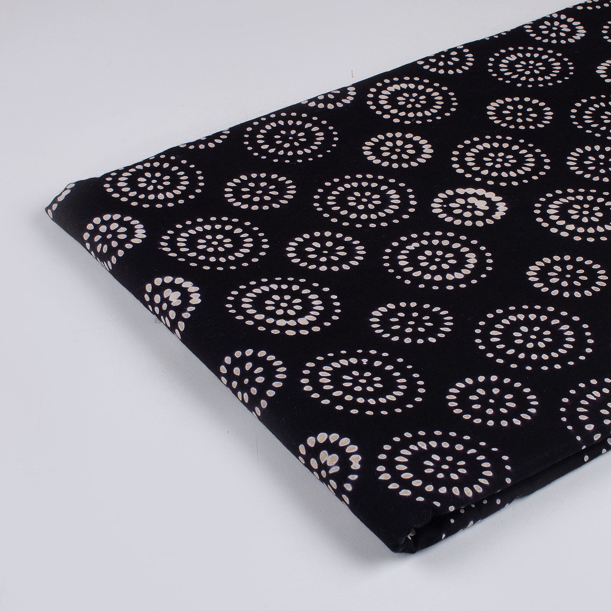 Indian Cotton Hand Block Organic Cotton Fabric Black and White