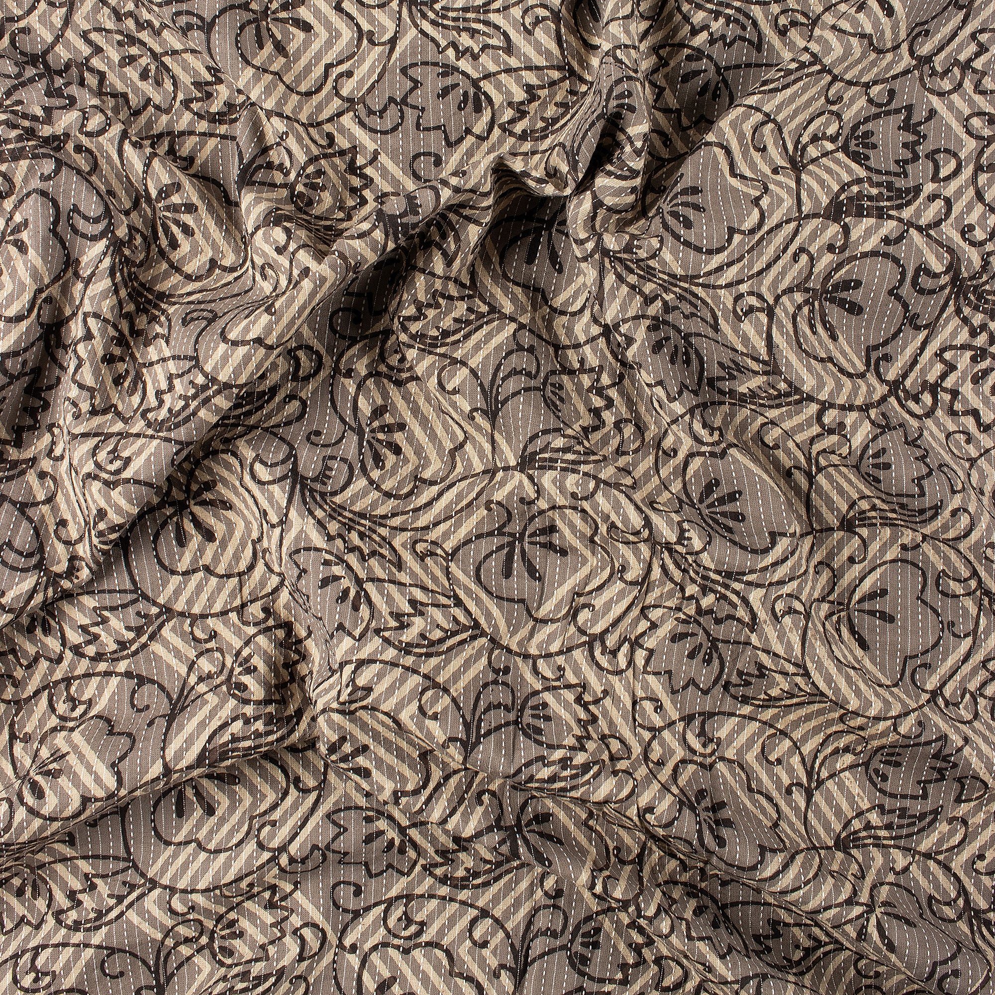 Indian Dabu Hand Block Printed Kantha Fabric by the Yard