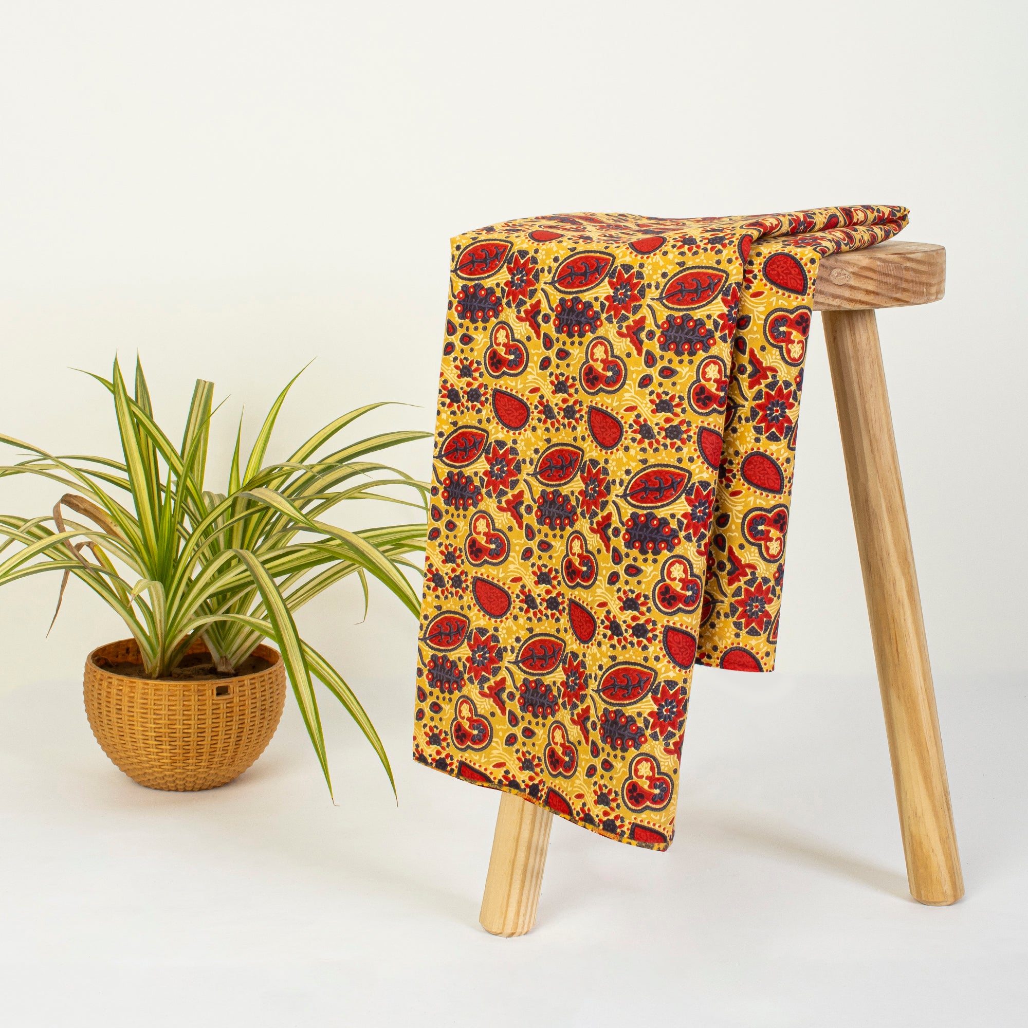 Indian Dabu Leaf Hand Block Print Fabric