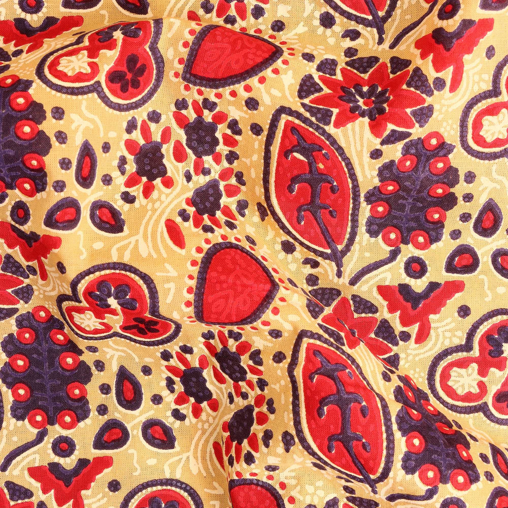 Indian Dabu Leaf Hand Block Print Fabric
