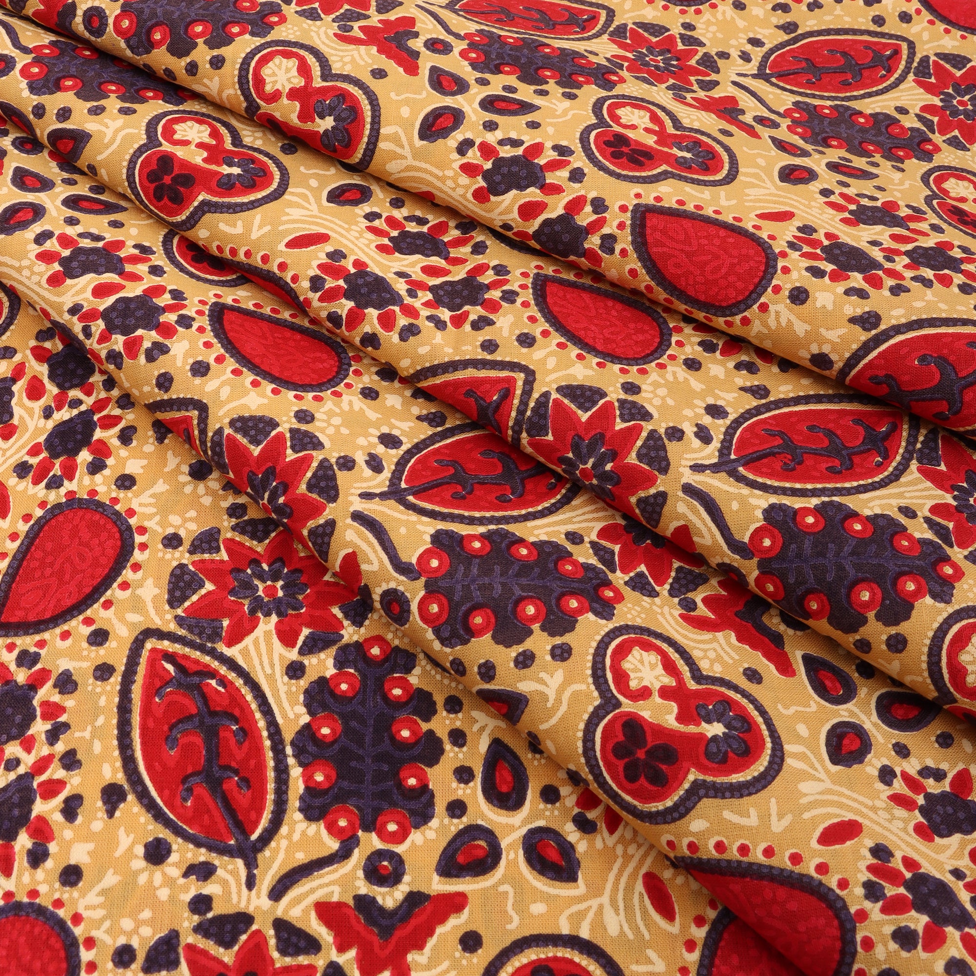 Indian Dabu Leaf Hand Block Print Fabric