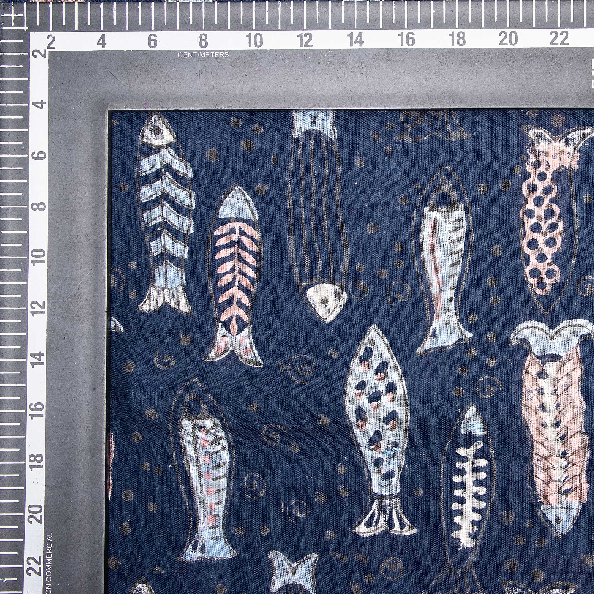 Indian Fish Indigo Hand Block Print Cotton Fabric