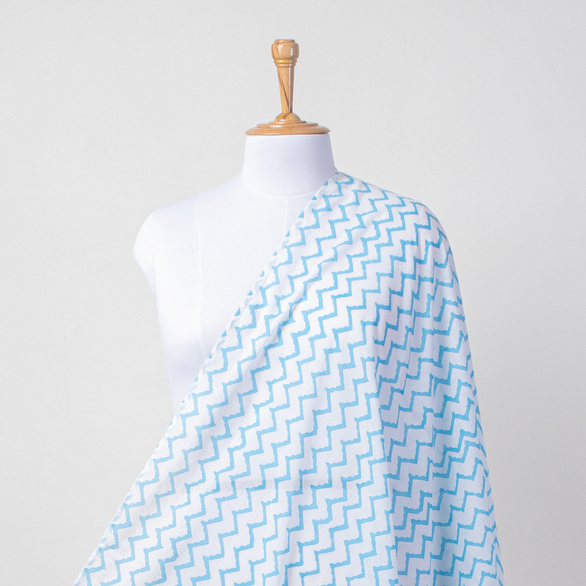 Indian Hand Block Blue Zig Zag Beach Sarog Wrap For Women