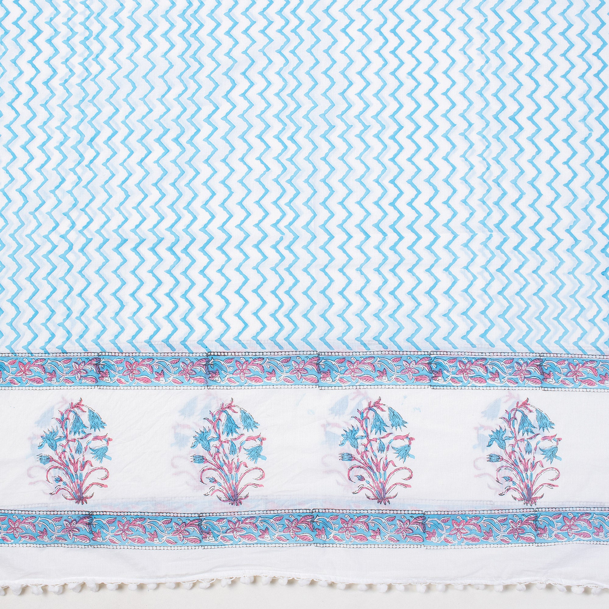 Indian Hand Block Blue Zig Zag Beach Sarog Wrap For Women
