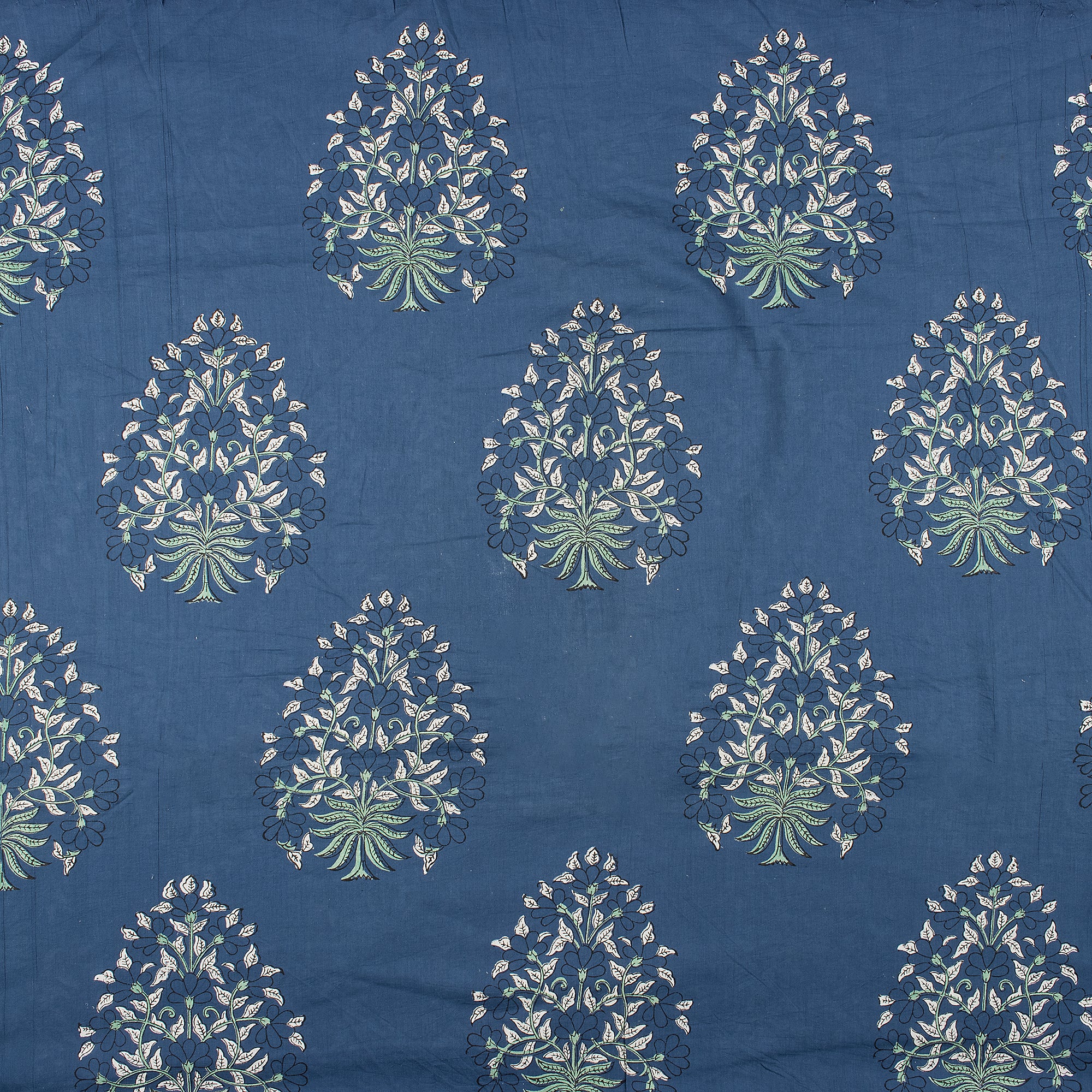 Indian Hand Block Boota Printed Discharge Fabric