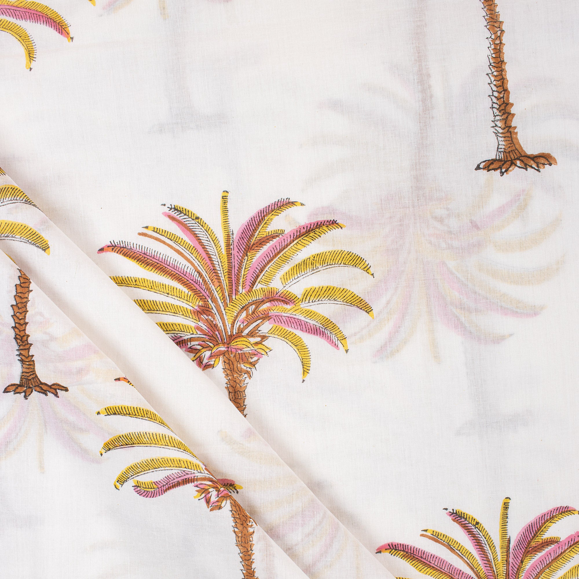 Indian Hand Block Palm Print Pure Cotton Running Fabric