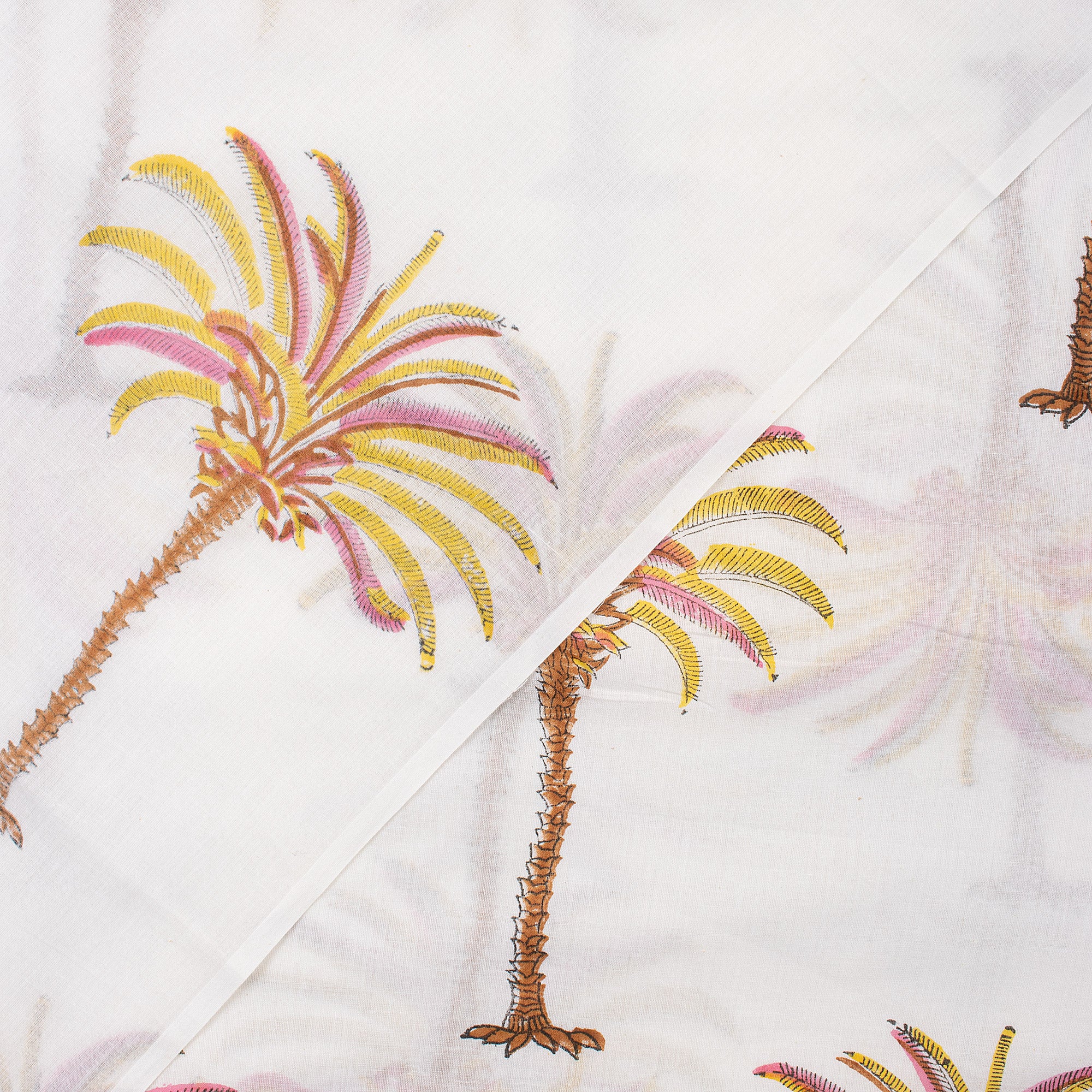 Indian Hand Block Palm Print Pure Cotton Running Fabric