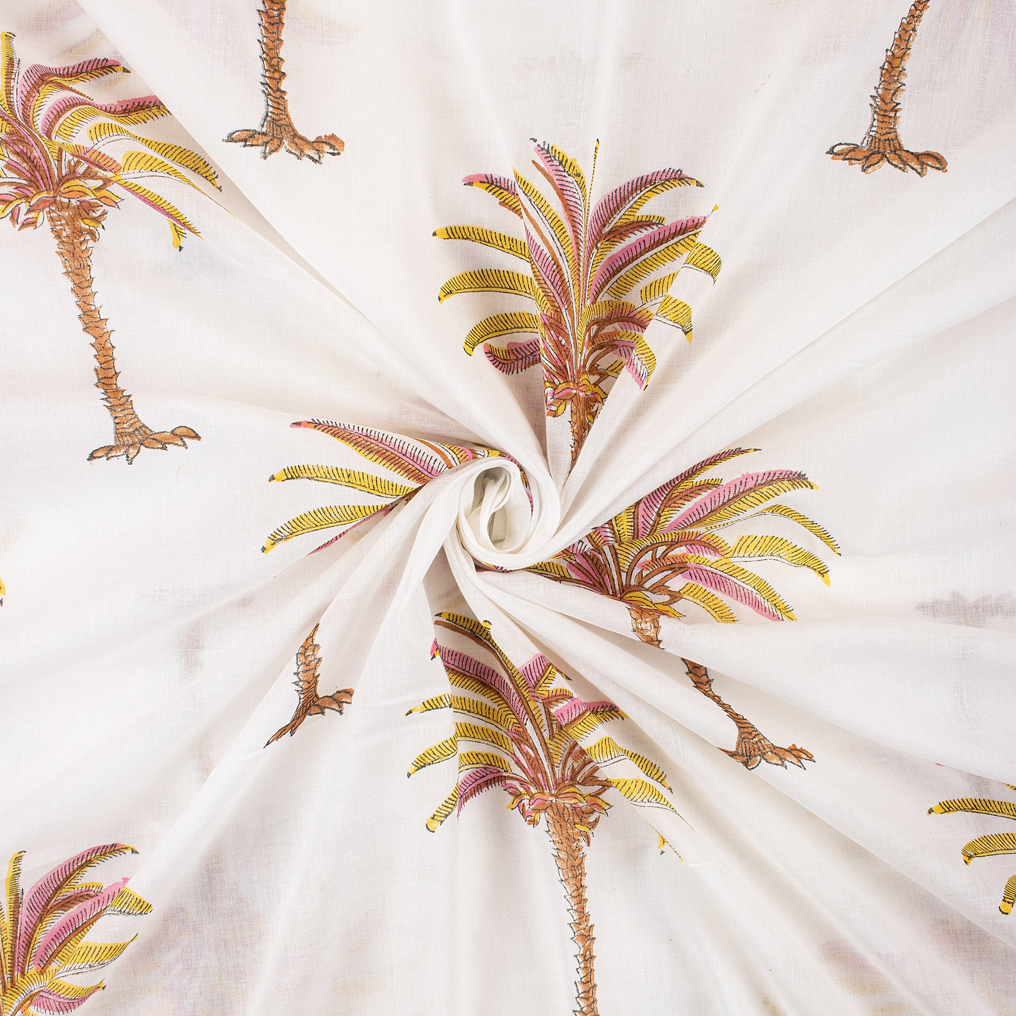 Indian Hand Block Palm Print Pure Cotton Running Fabric