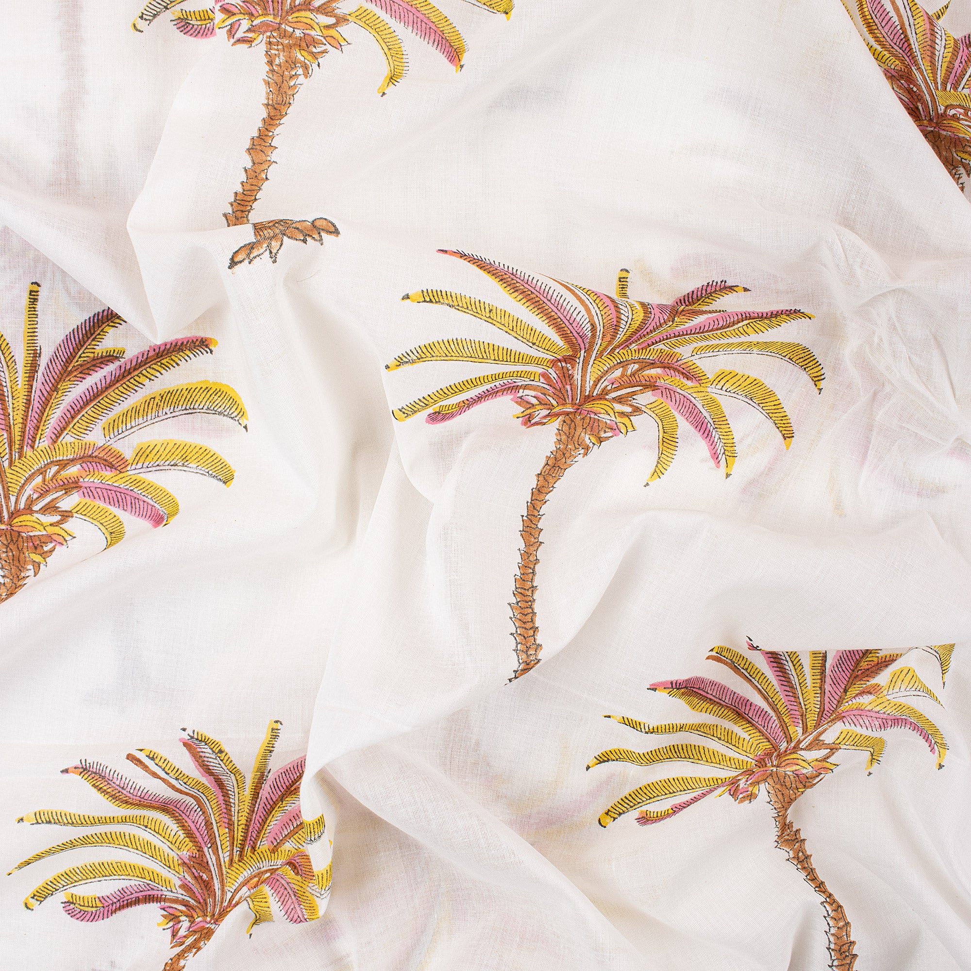 Indian Hand Block Palm Print Pure Cotton Running Fabric