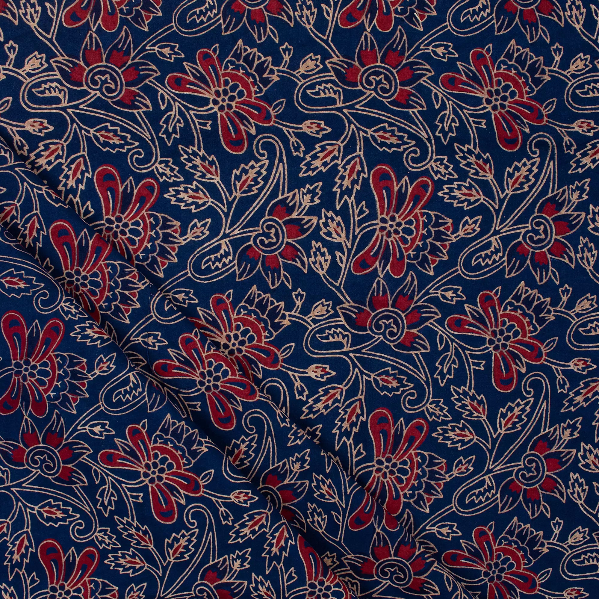 Indian Hand Block Printed Ajrakh Dress Fabric
