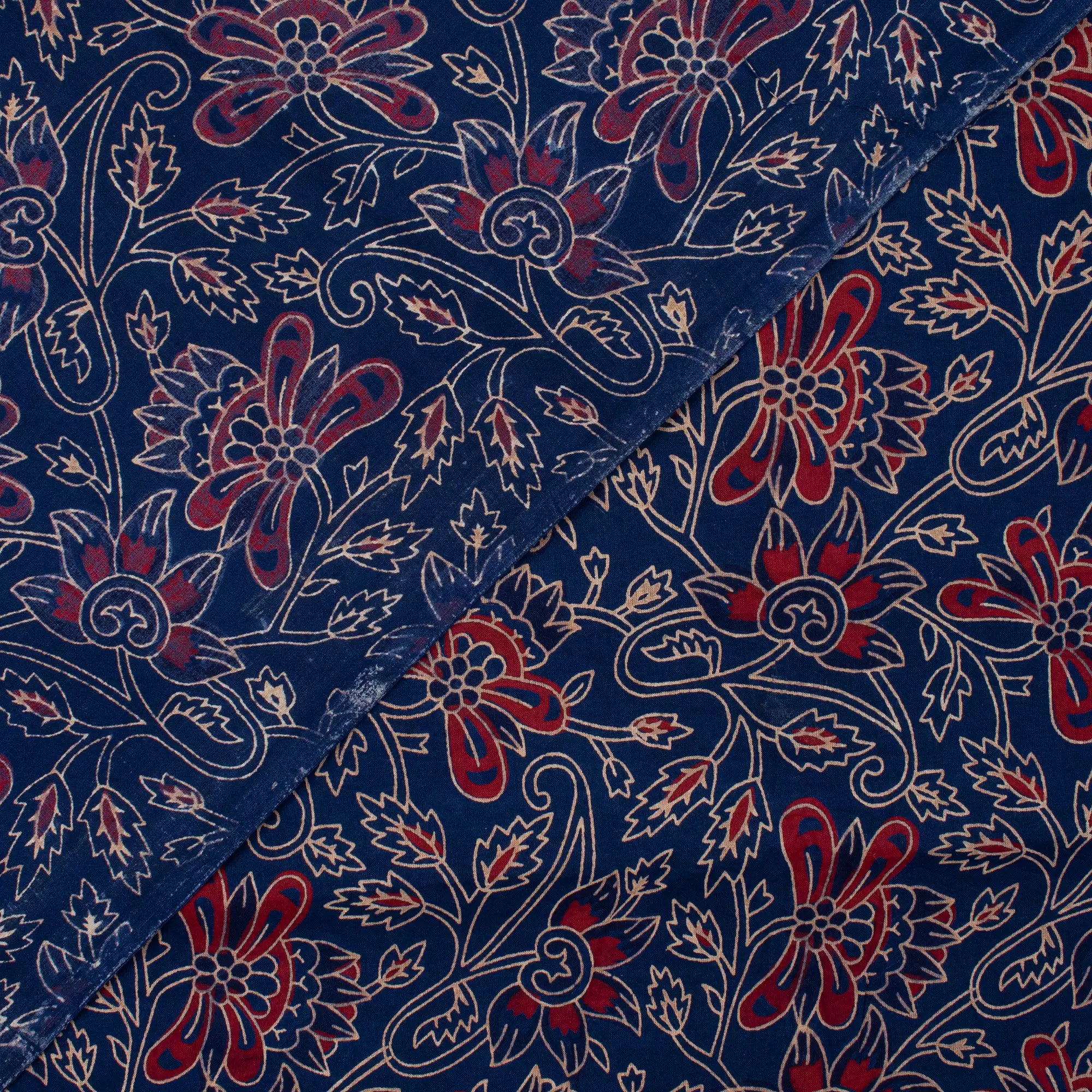 Indian Hand Block Printed Ajrakh Dress Fabric
