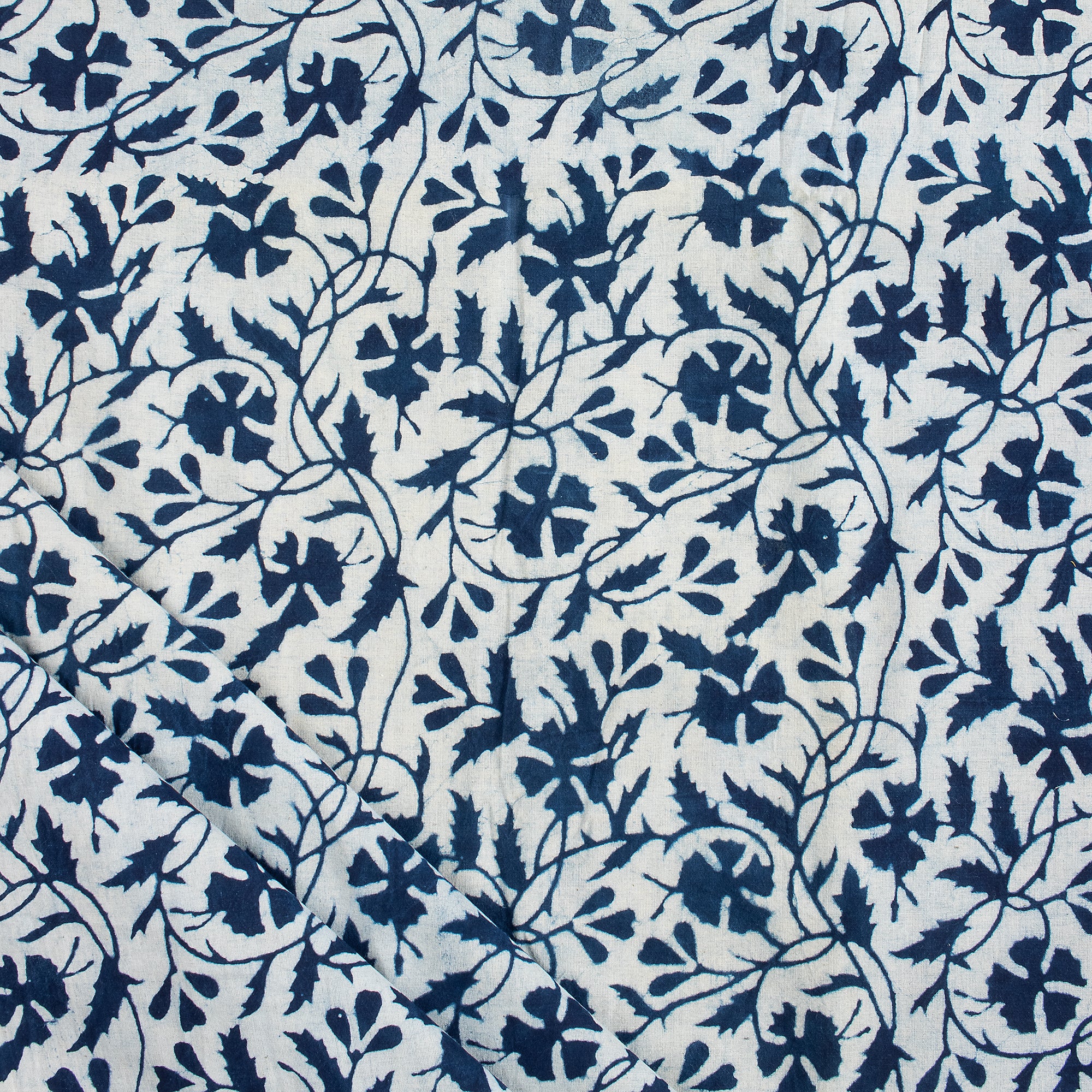 Indian Hand Block Printed Cotton Indigo Running Fabric
