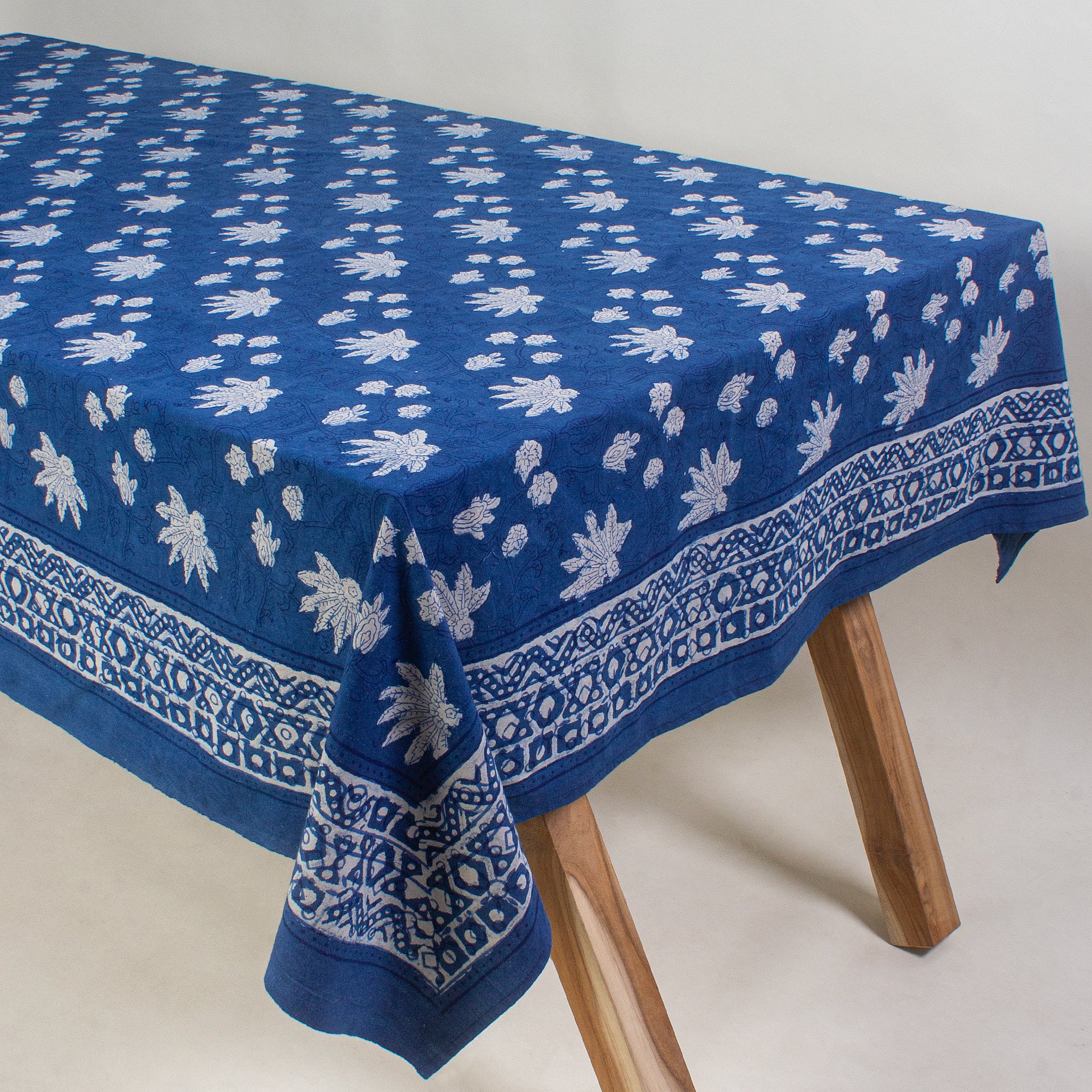 Indian Hand Block Printed Floral Dining Cotton Table Cloth