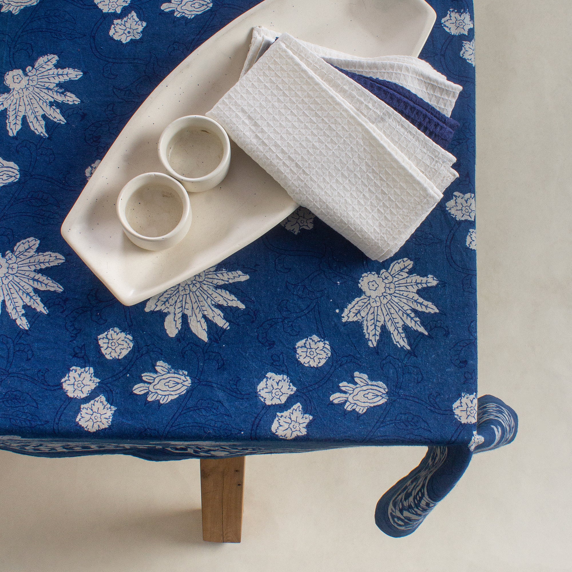 Indian Hand Block Printed Floral Dining Cotton Table Cloth