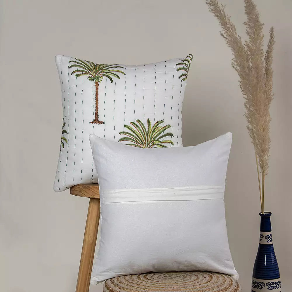 Indian Hand Block Printed Kantha Quilted Cushion Covers