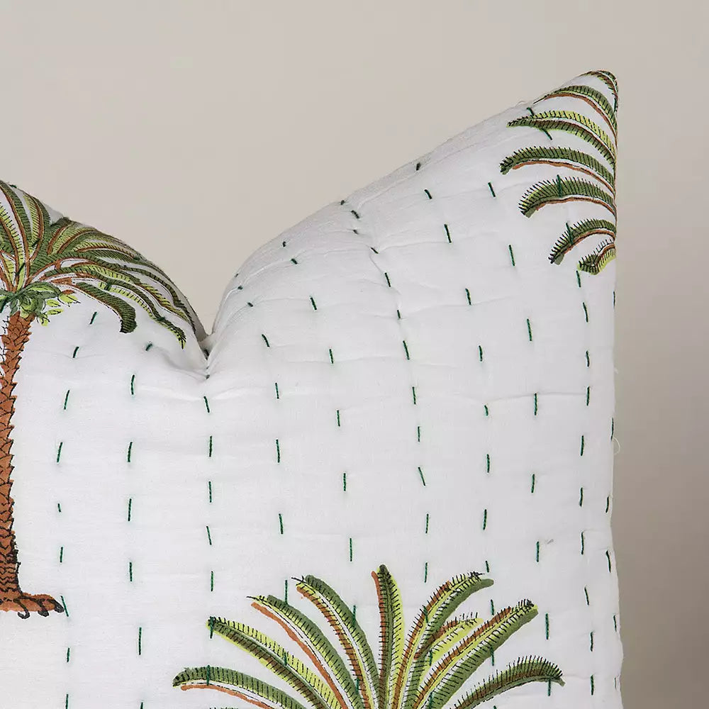 Indian Hand Block Printed Kantha Quilted Cushion Covers