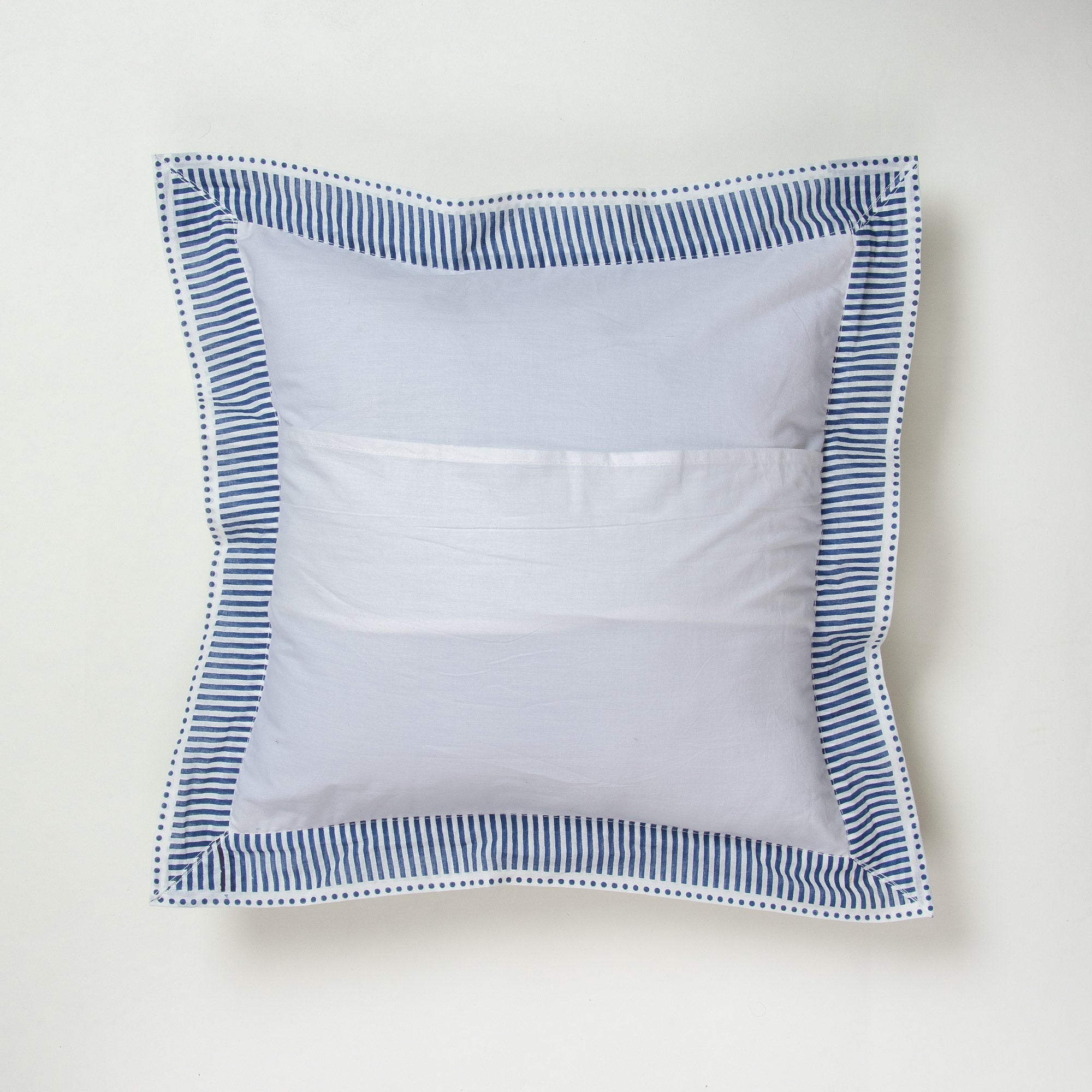 Indian Hand Kantha Stitched Cotton Blue Stirped Pillow Covers