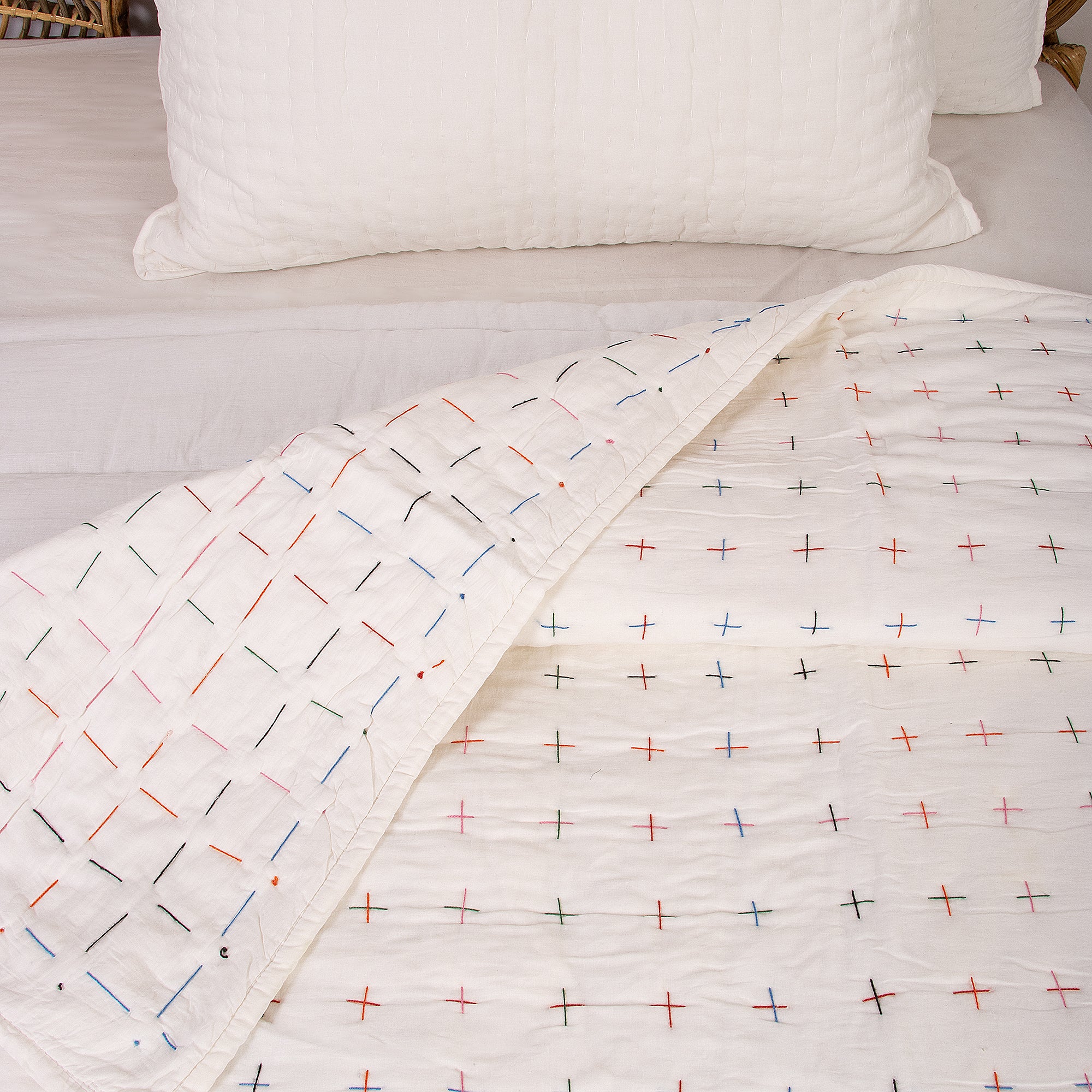 Indian Handmade Kantha Stitched Quilt Blanket