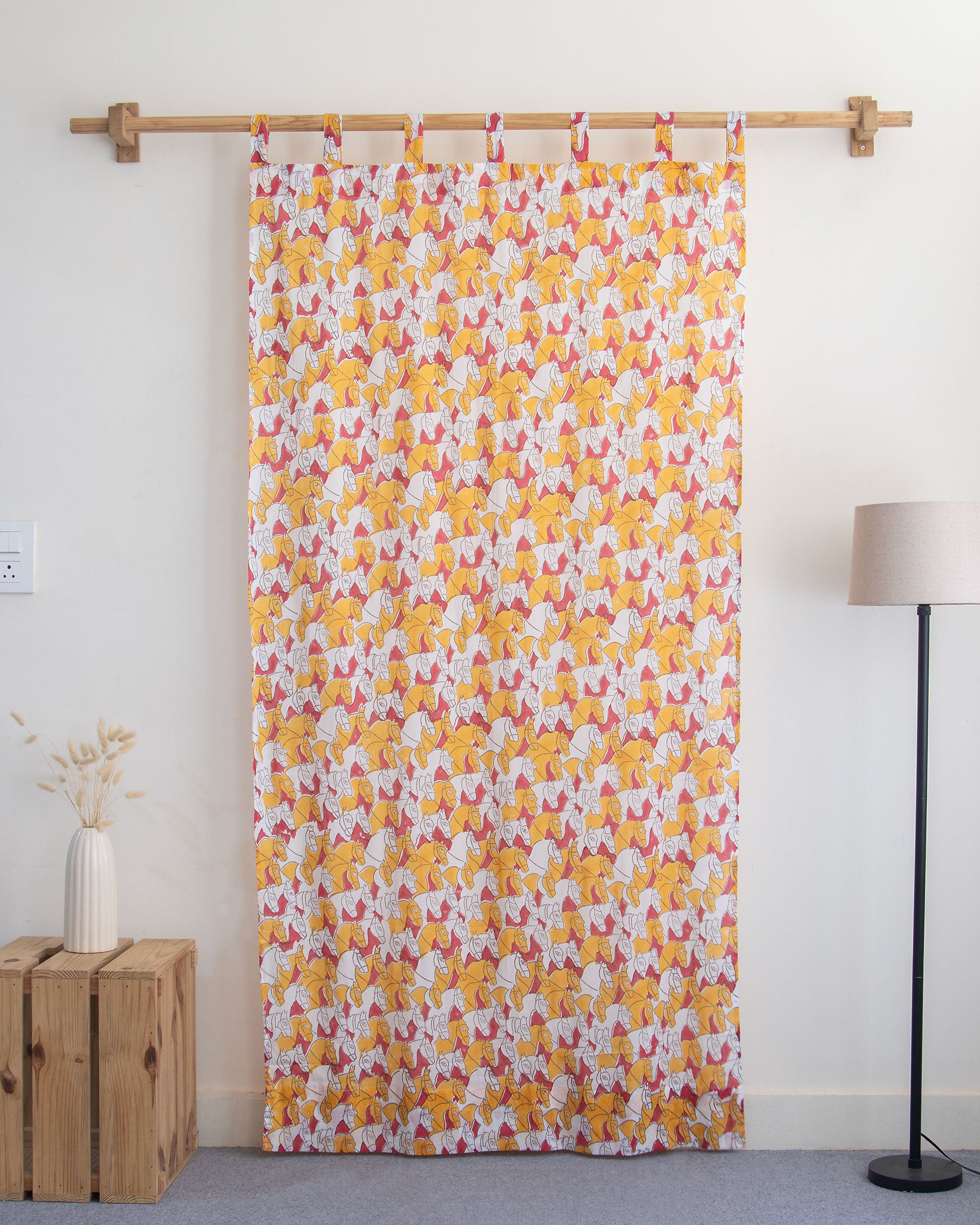 Indian Horse Block Printed Cotton Curtains Online