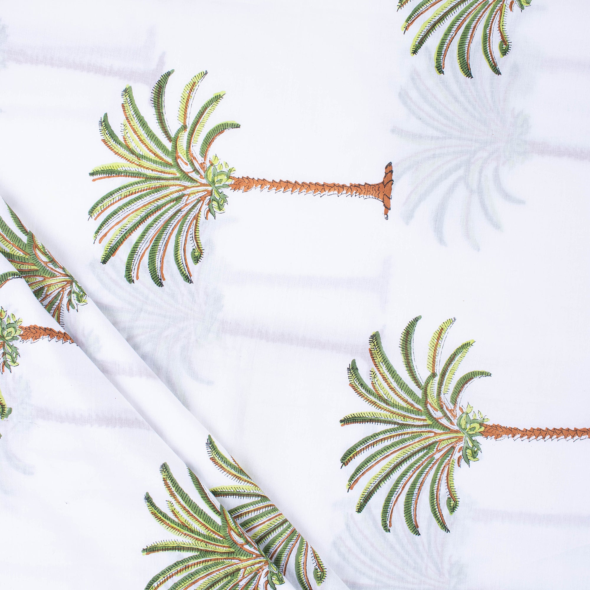 Indian Palm Tree Block Printed Pure Cotton Fabric