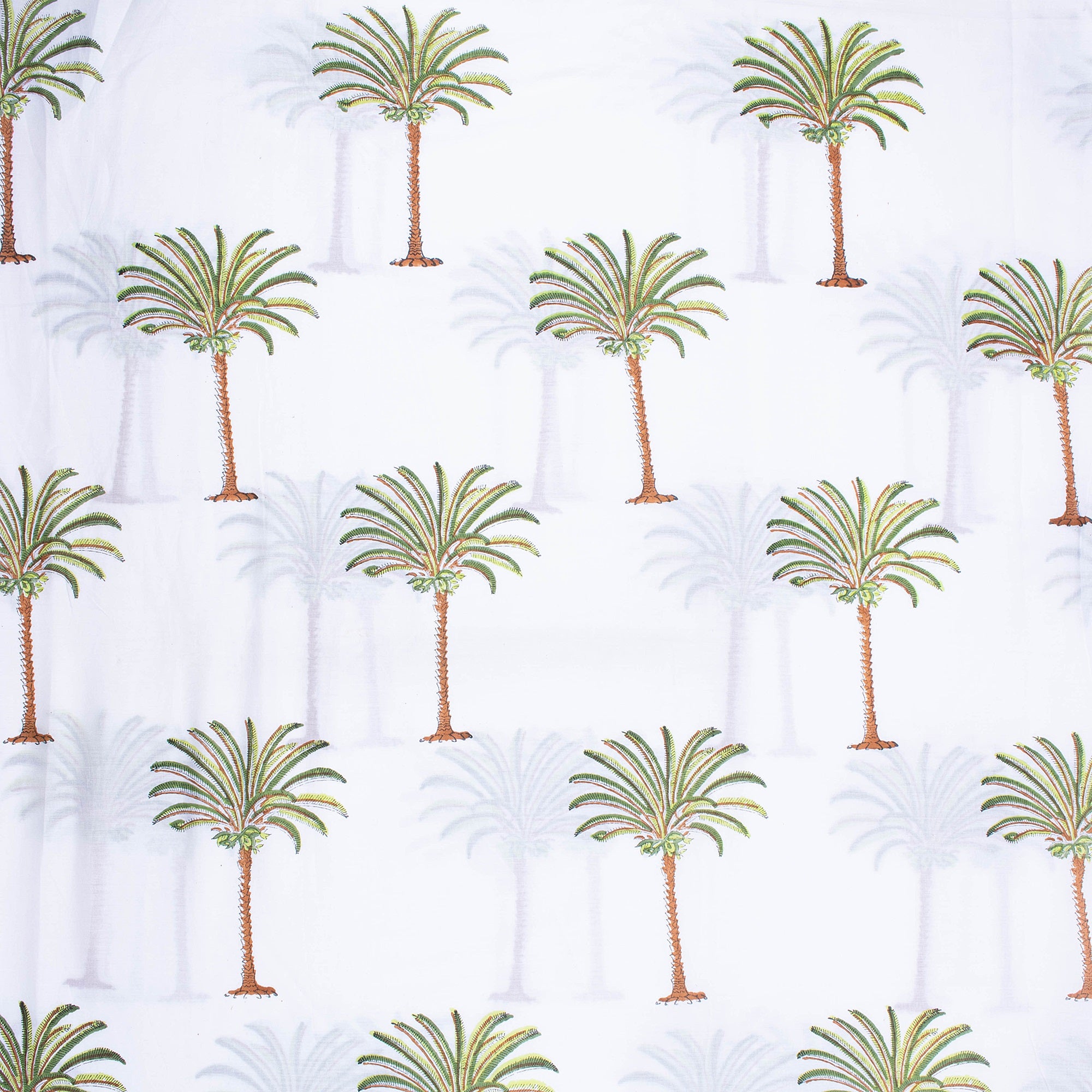 Indian Palm Tree Block Printed Pure Cotton Fabric