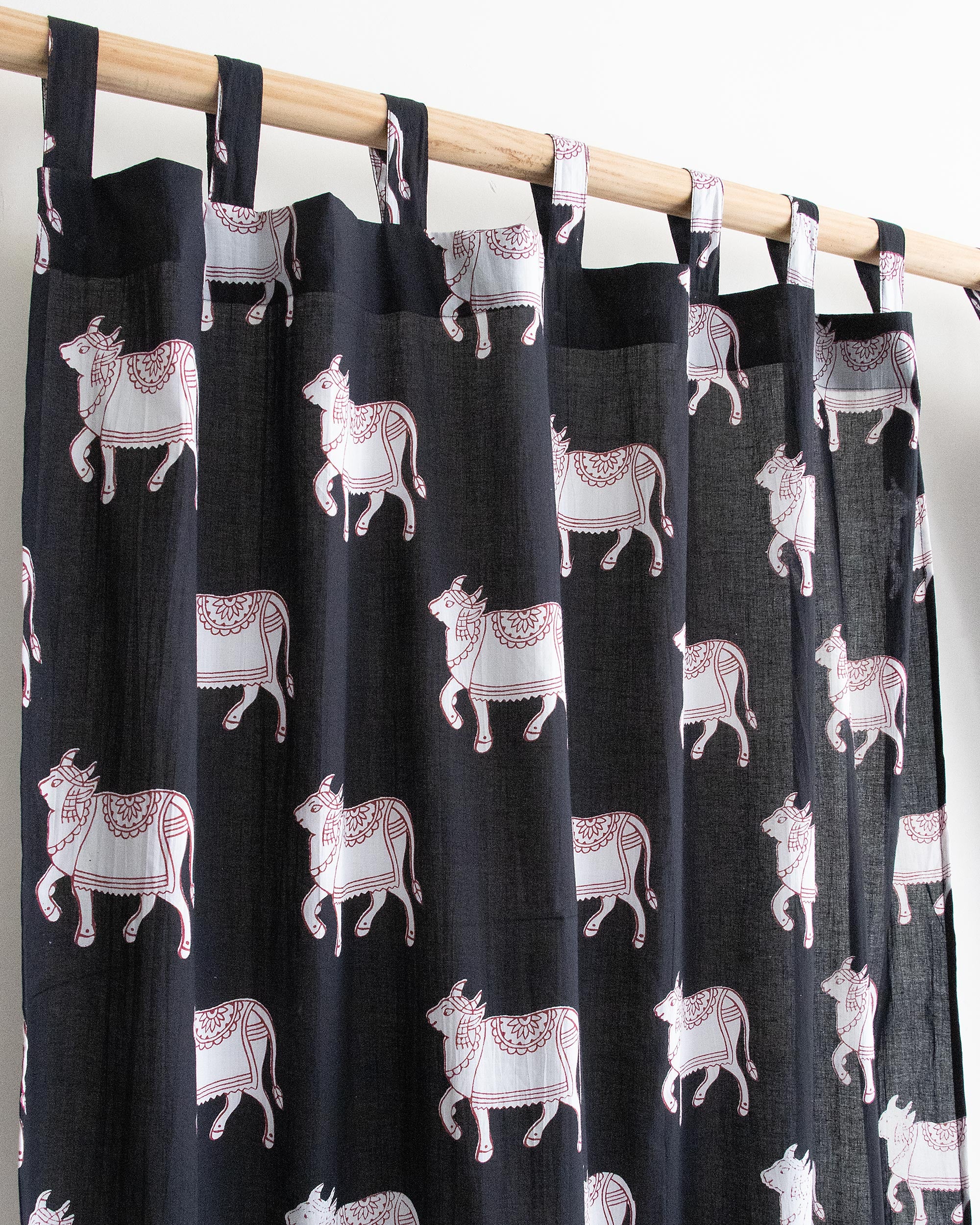 Indian Pichwai Cow Block Printed Cotton Curtains