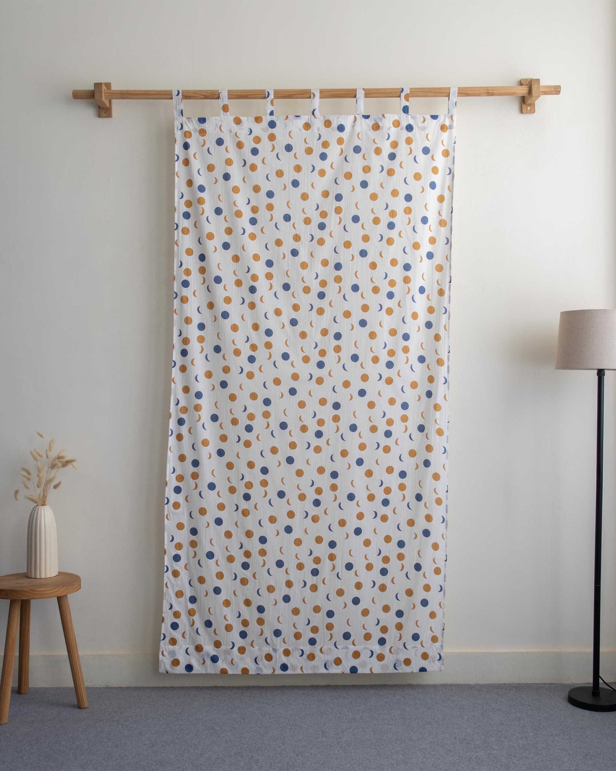 Indian Polka Dots Block Printed Curtains Set for Bedroom