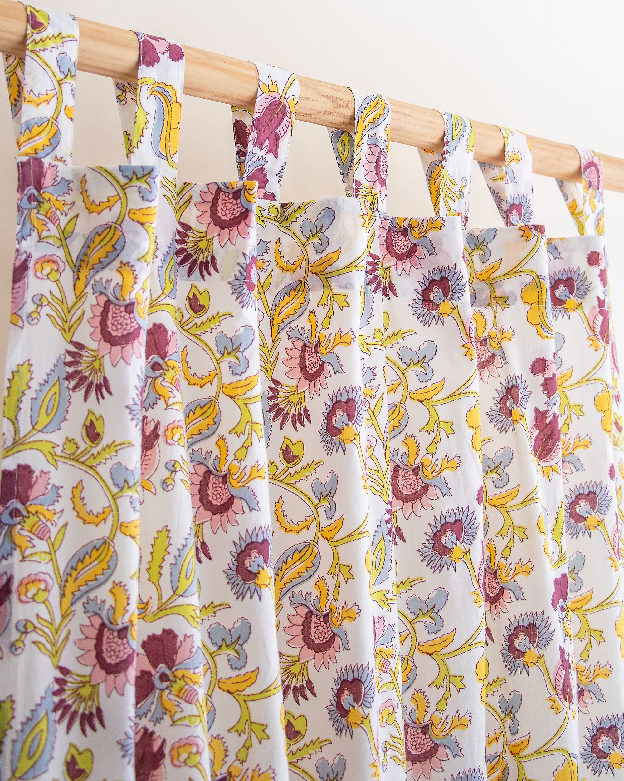 Indian Pure Cotton Floral Block Printed Curtains