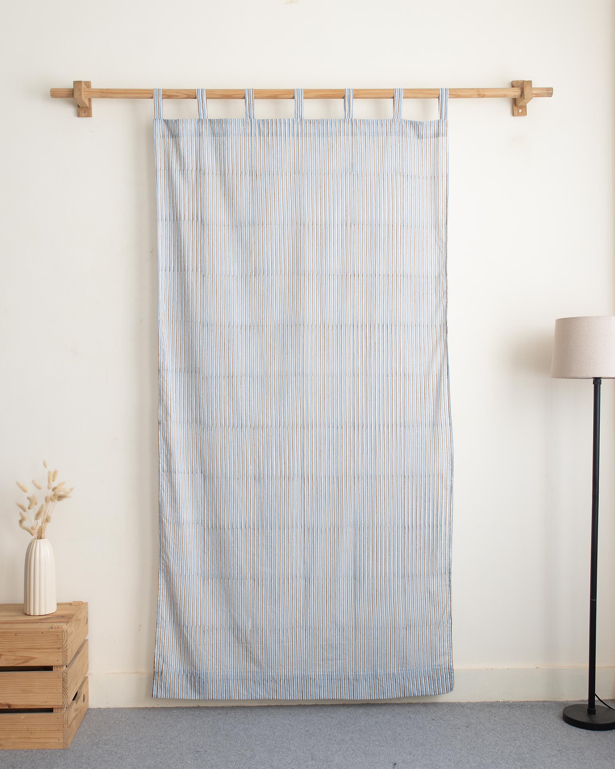 Indian Stripe Block Printed Pure Cotton for Home Decor