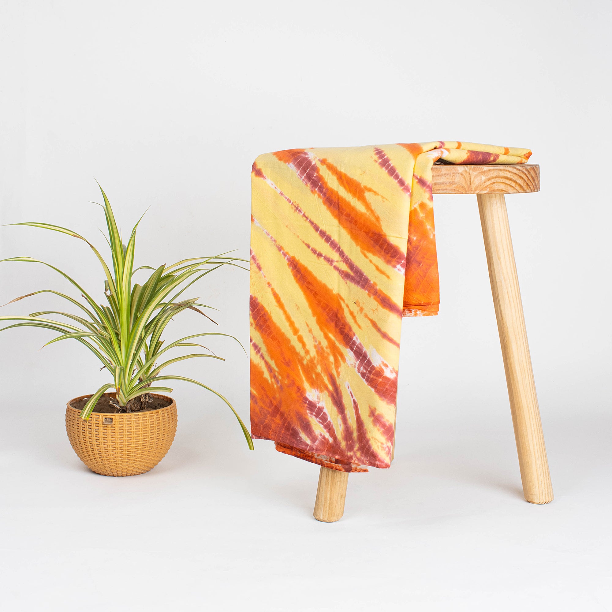 Indian Yellow Tie Dye Cotton Shibori Fabric