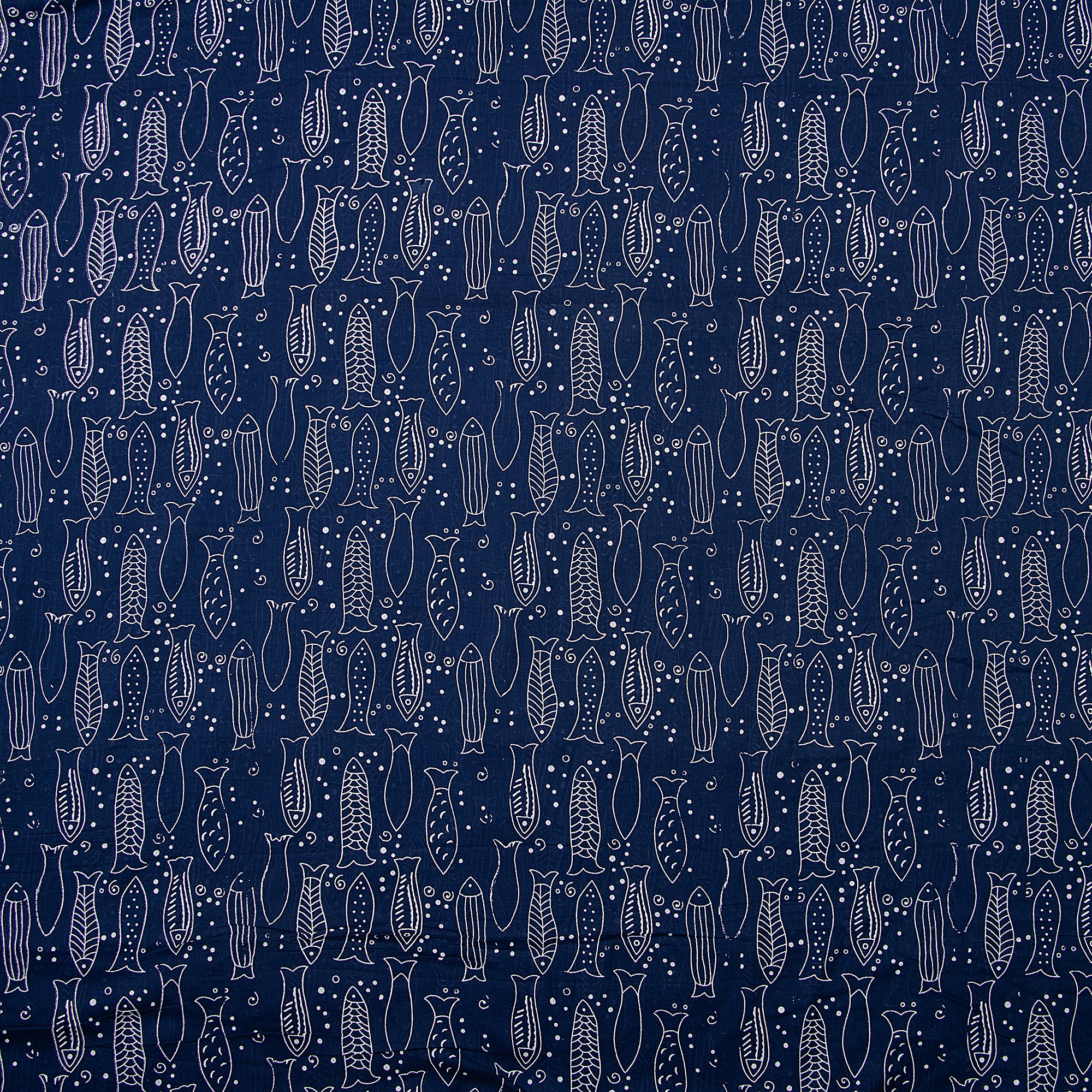 Indigo Animal Hand Block Print Organic Cotton Fabric