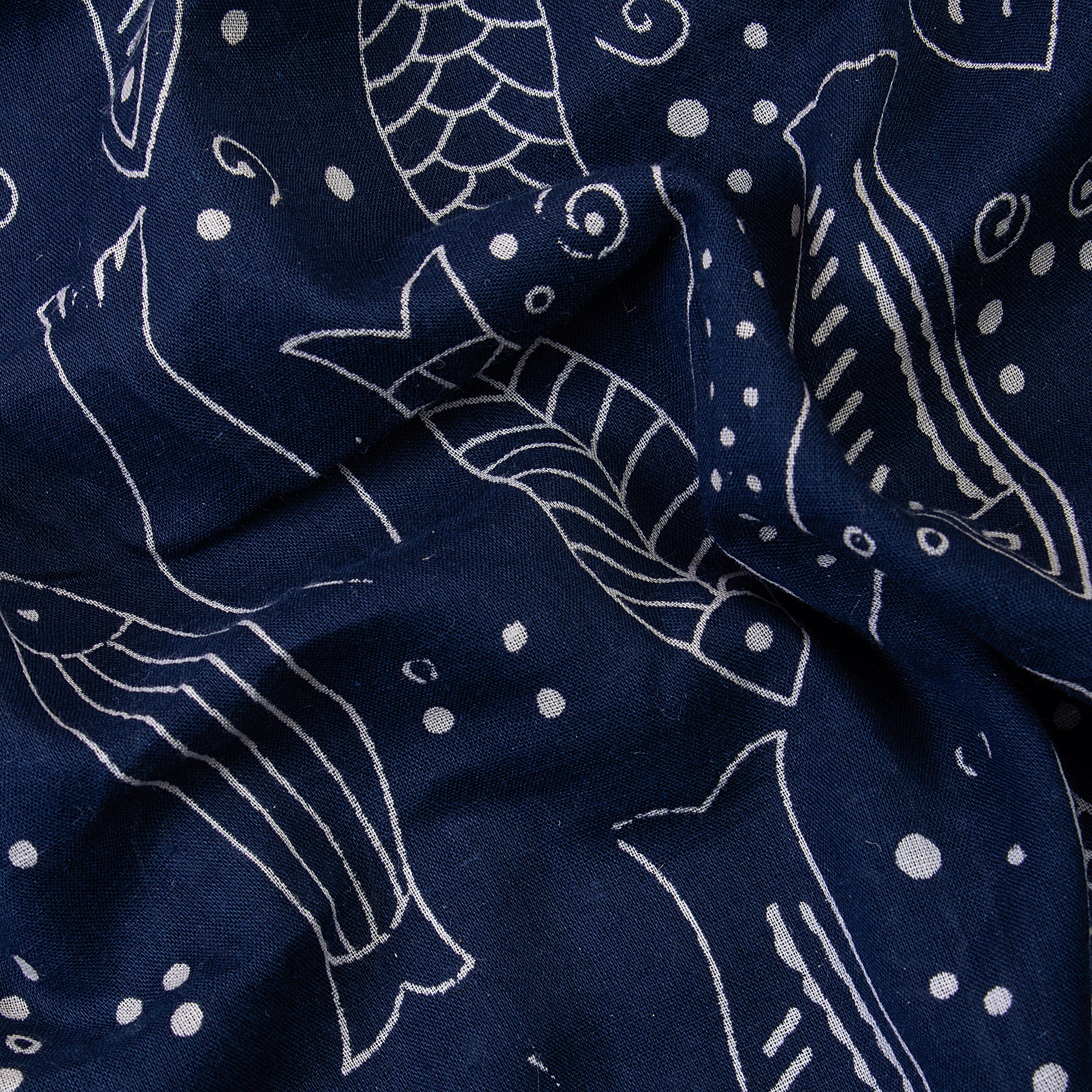 Indigo Animal Hand Block Print Organic Cotton Fabric