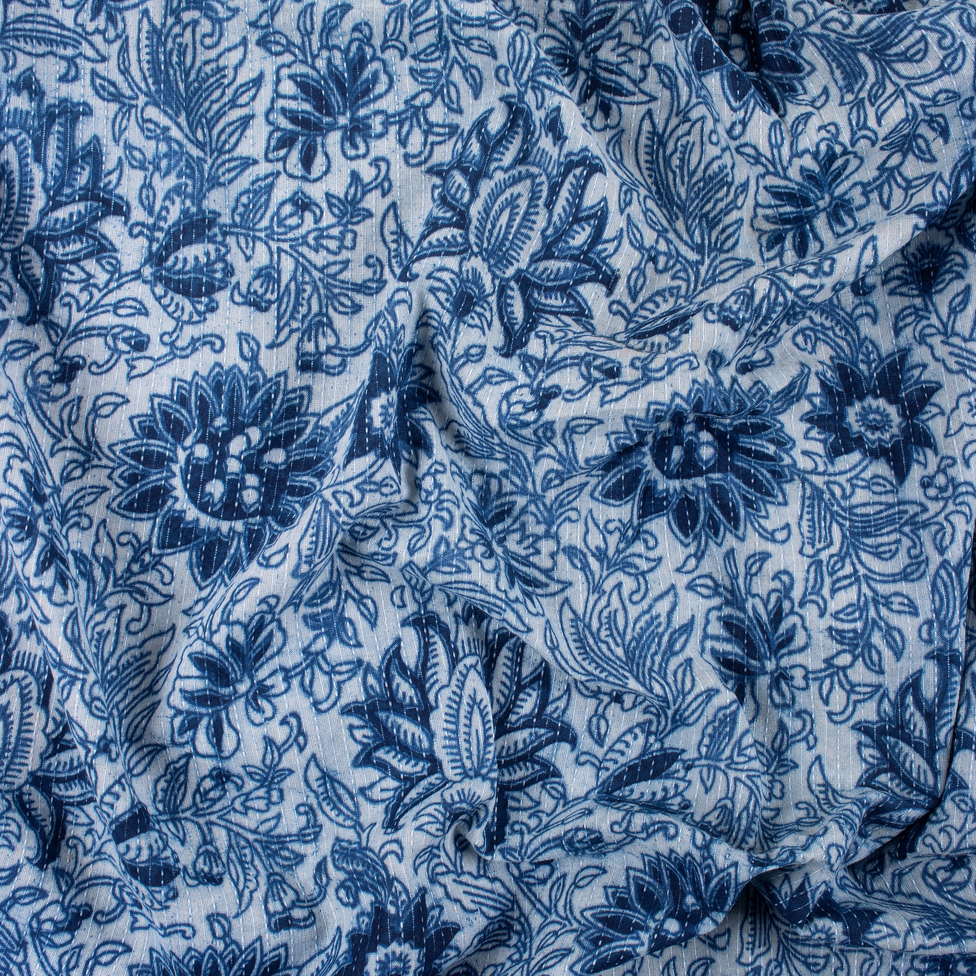 Indigo Blue Cotton Cloth Soft Kantha Fabric