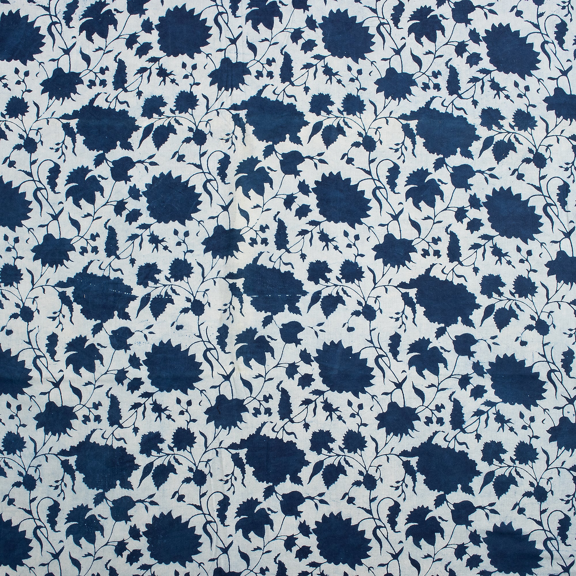 Indigo Blue Cotton Hand Block Printed Fabric by Yard