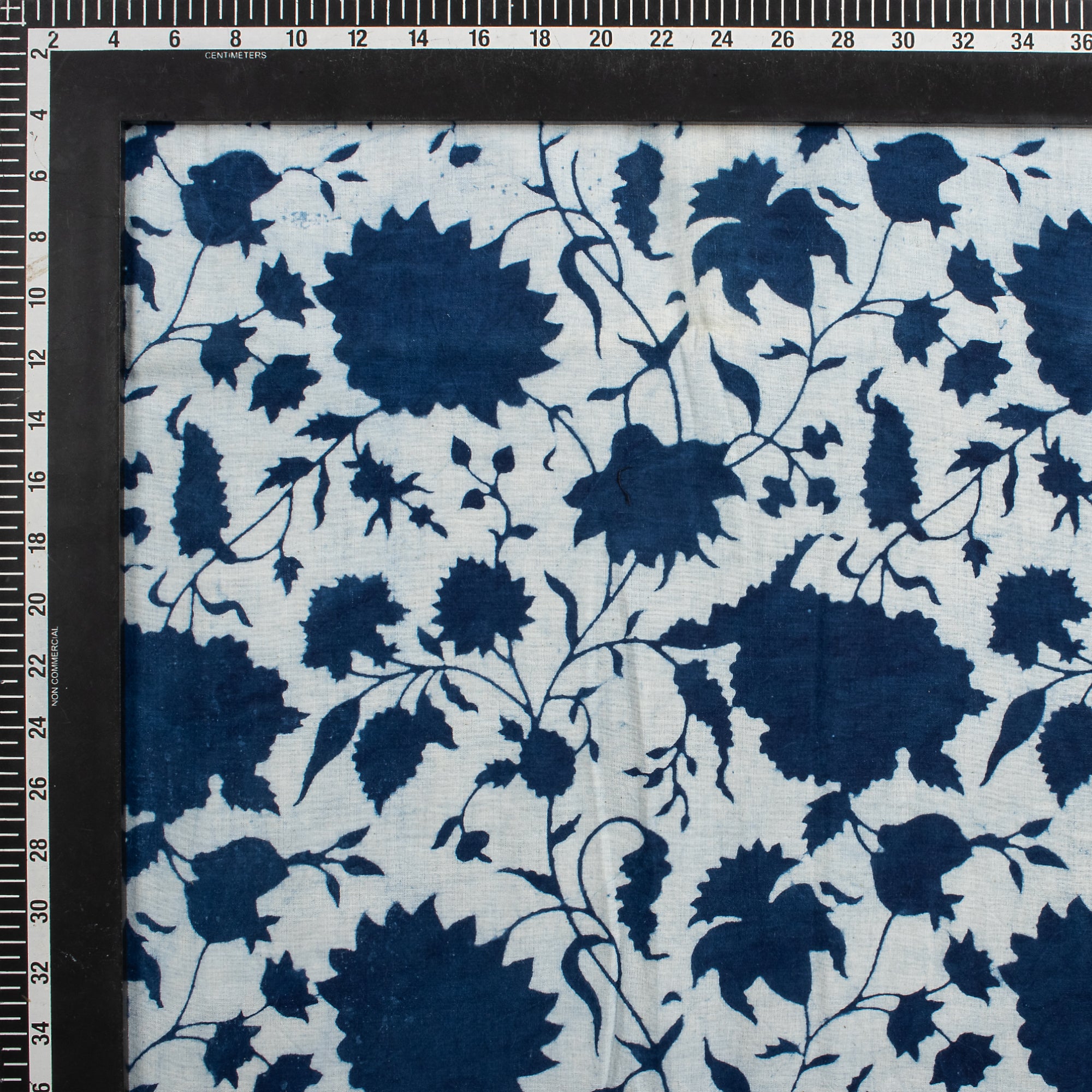 Indigo Blue Cotton Hand Block Printed Fabric by Yard