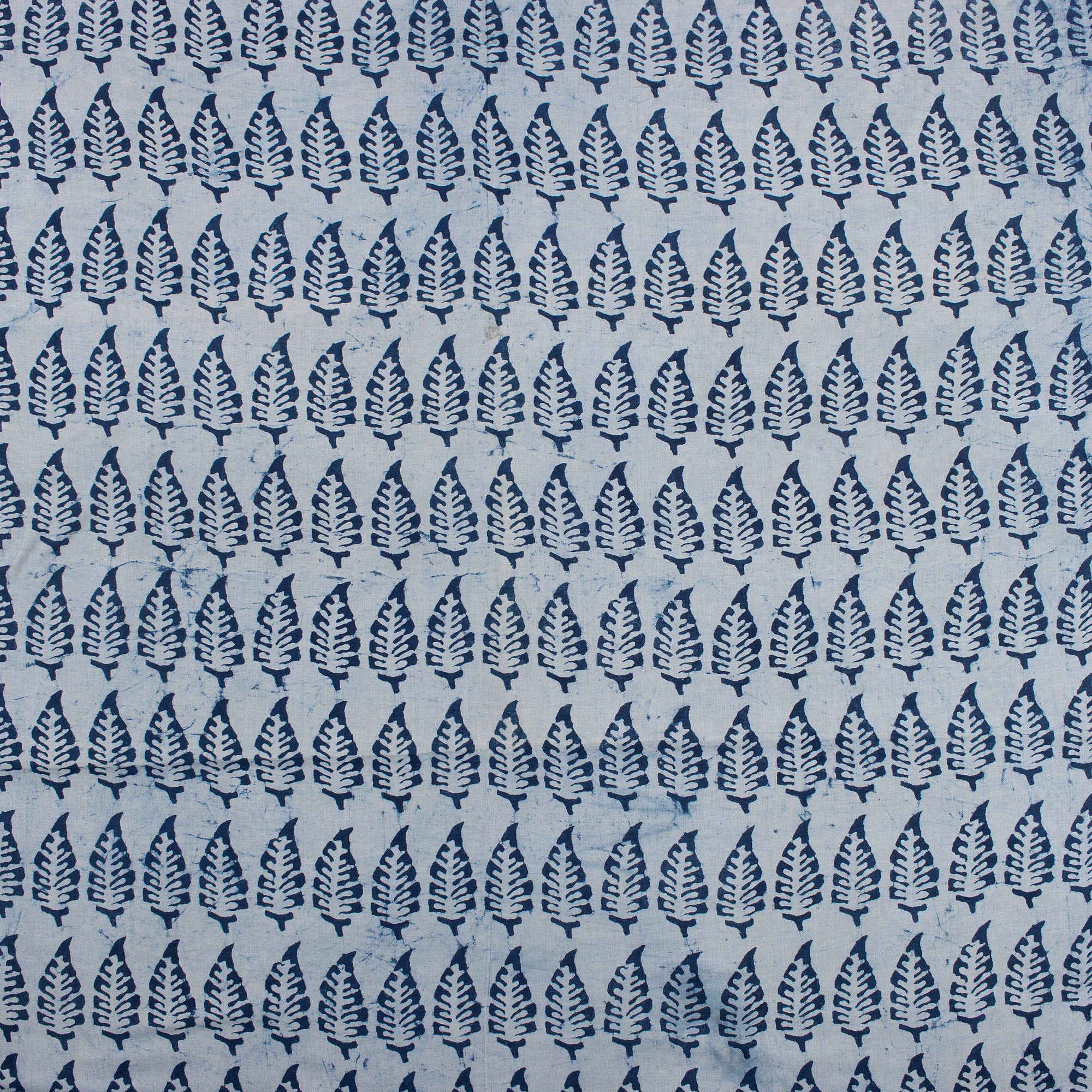 Indigo Blue Leaf Print Cotton Fabric Yard