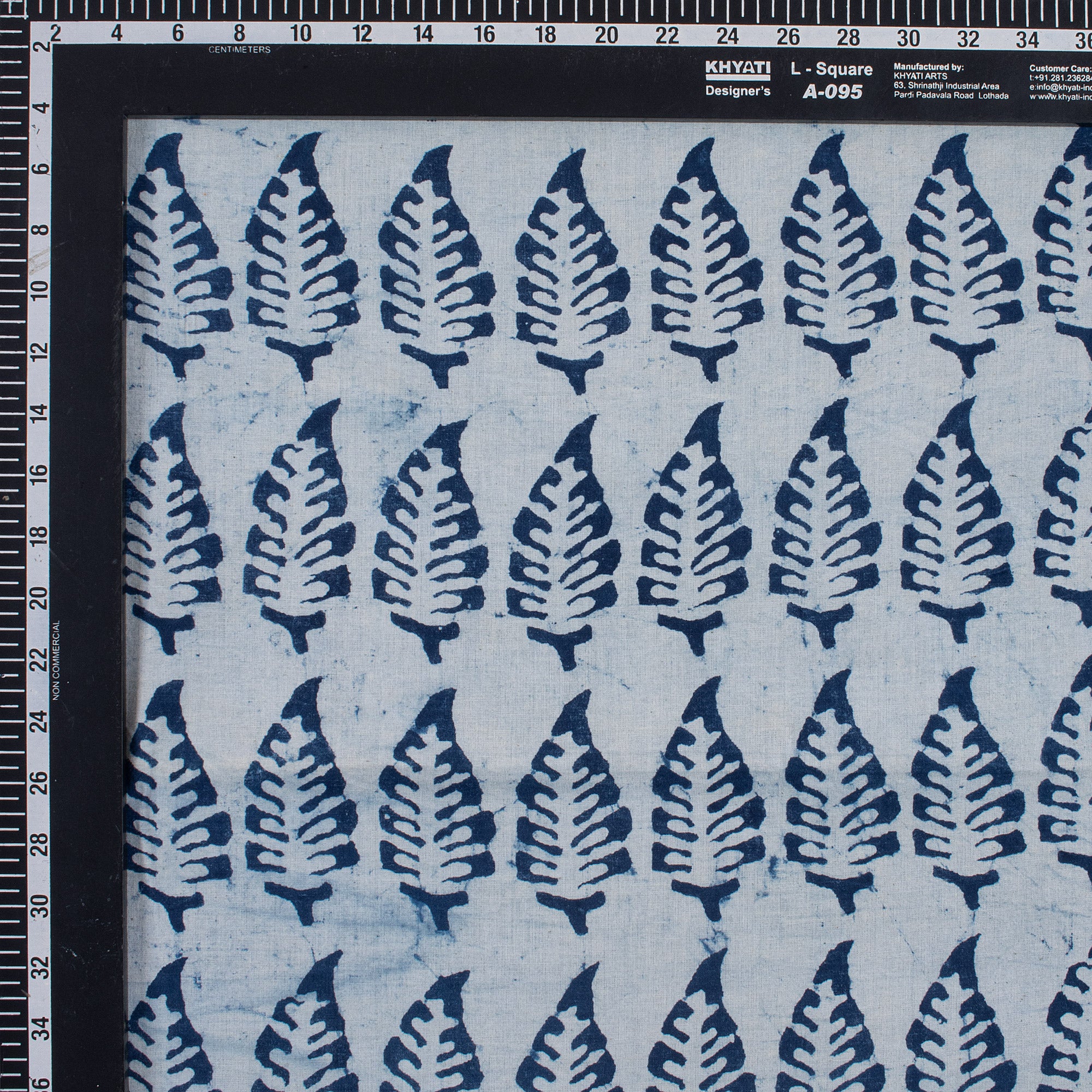 Indigo Blue Leaf Print Cotton Fabric Yard