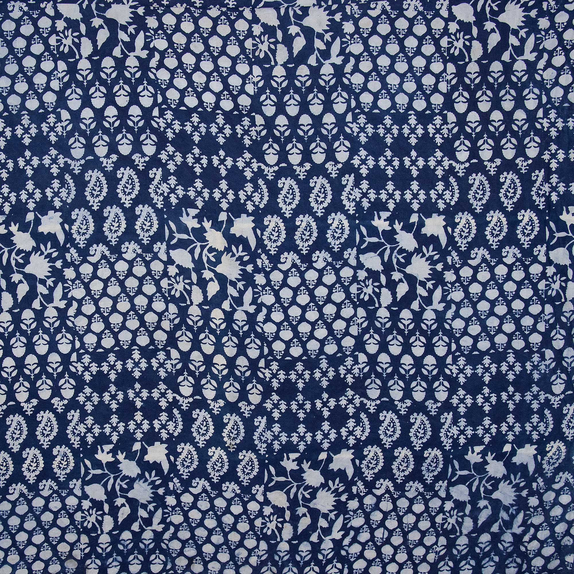 Indigo Blue Patchwork Print Cotton Fabric Yard