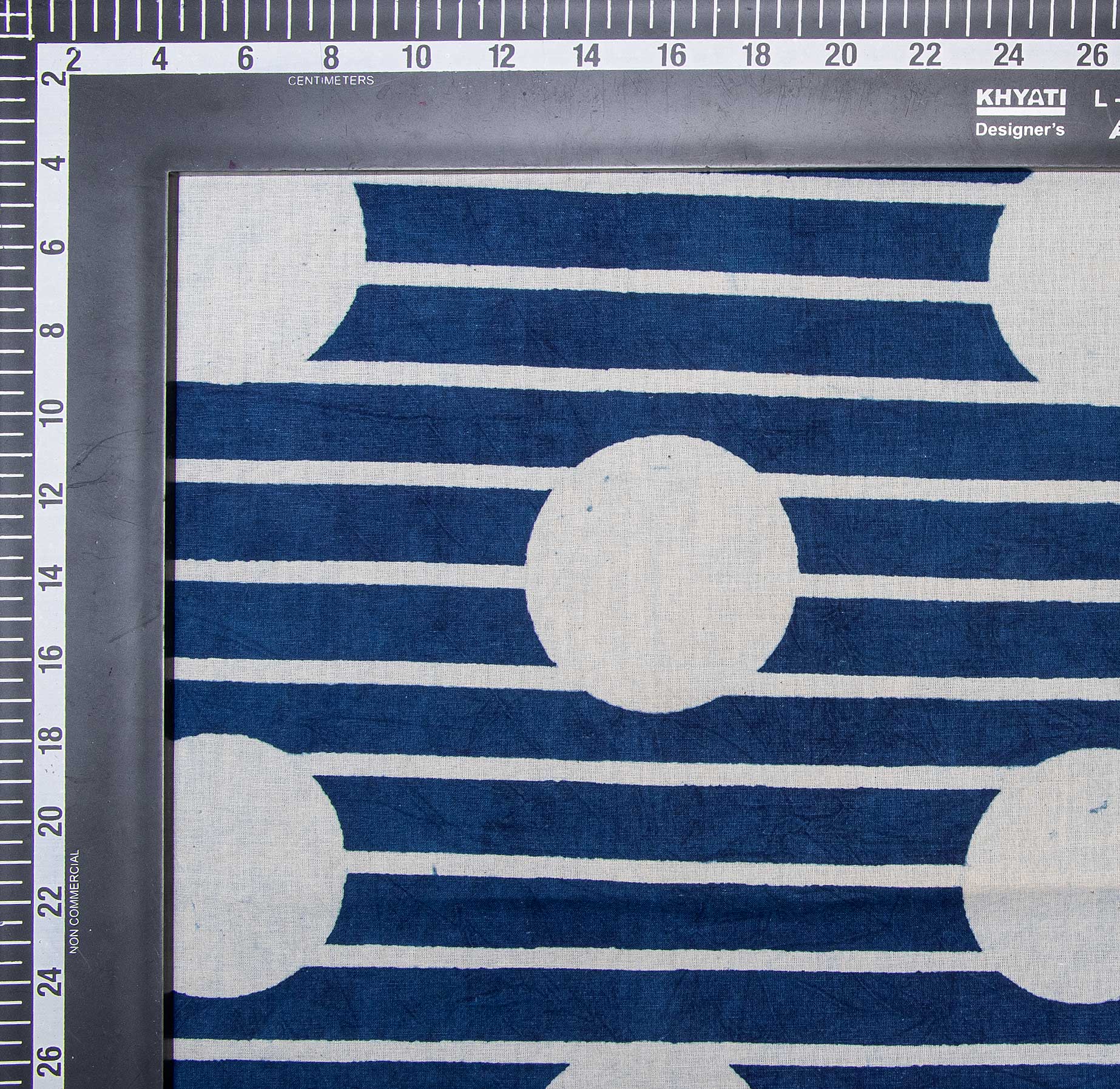 Indigo Blue Polka Dots Print Yard Cotton Fabric