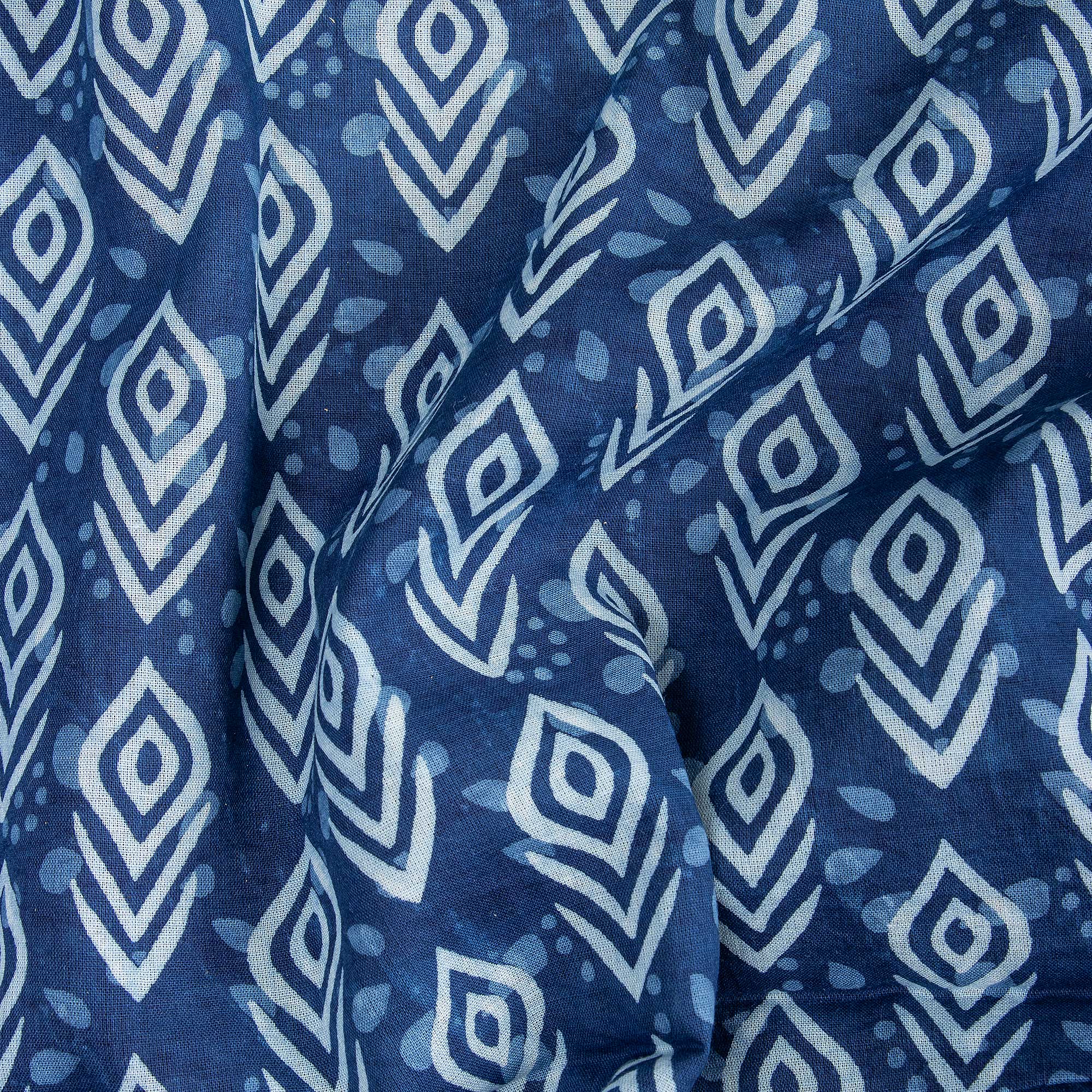 Indigo Blue Printed Soft 100% Cotton Fabric