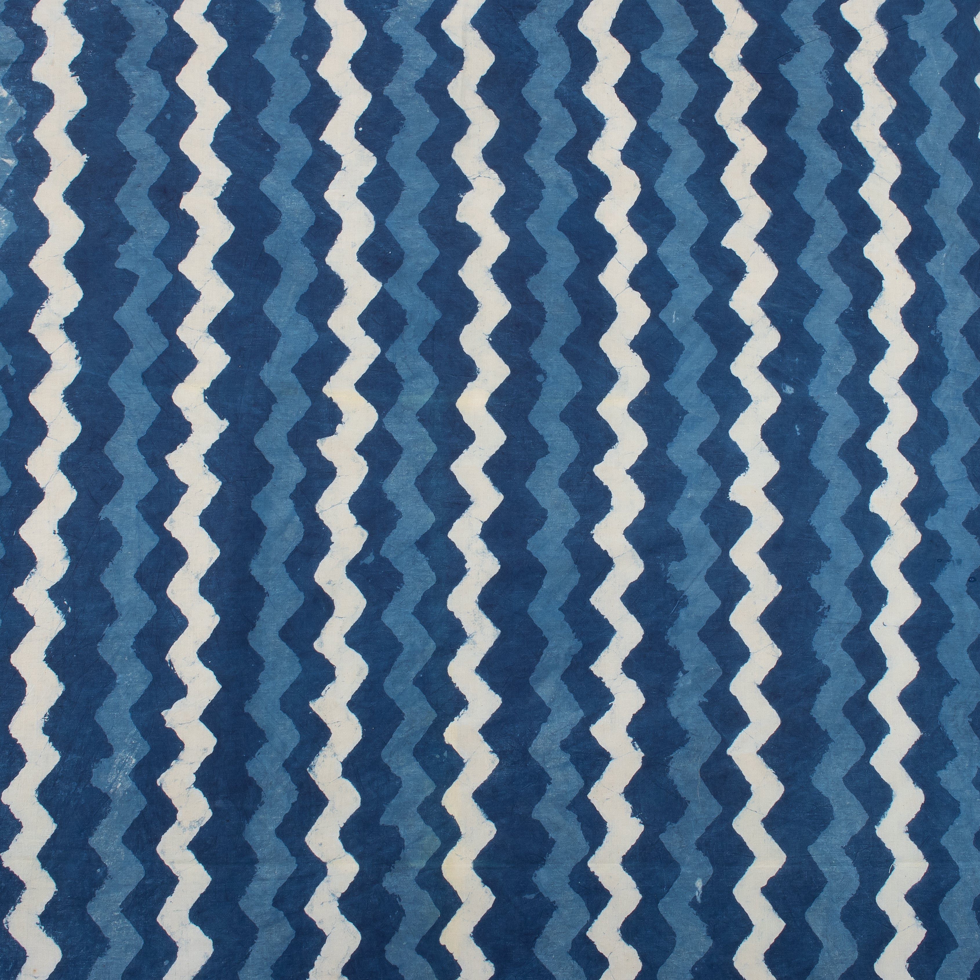 Indigo Blue Wave Hand Block Print Fabric