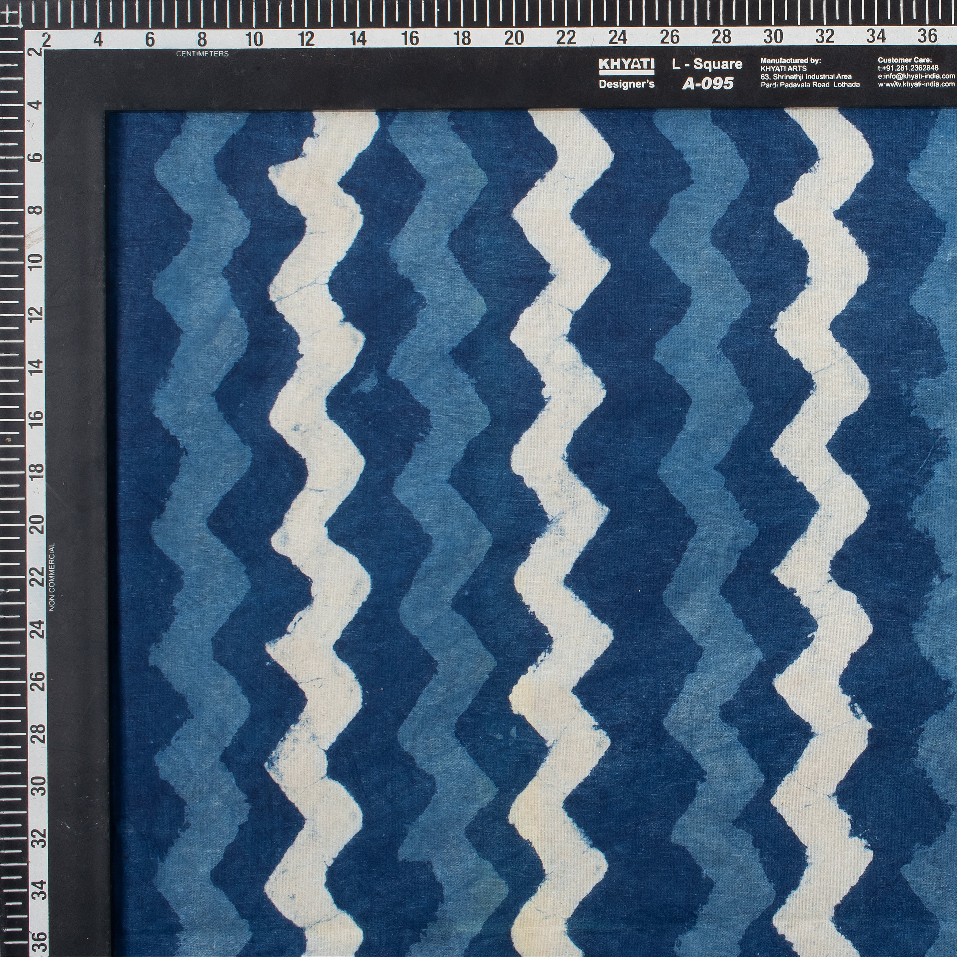 Indigo Blue Wave Hand Block Print Fabric