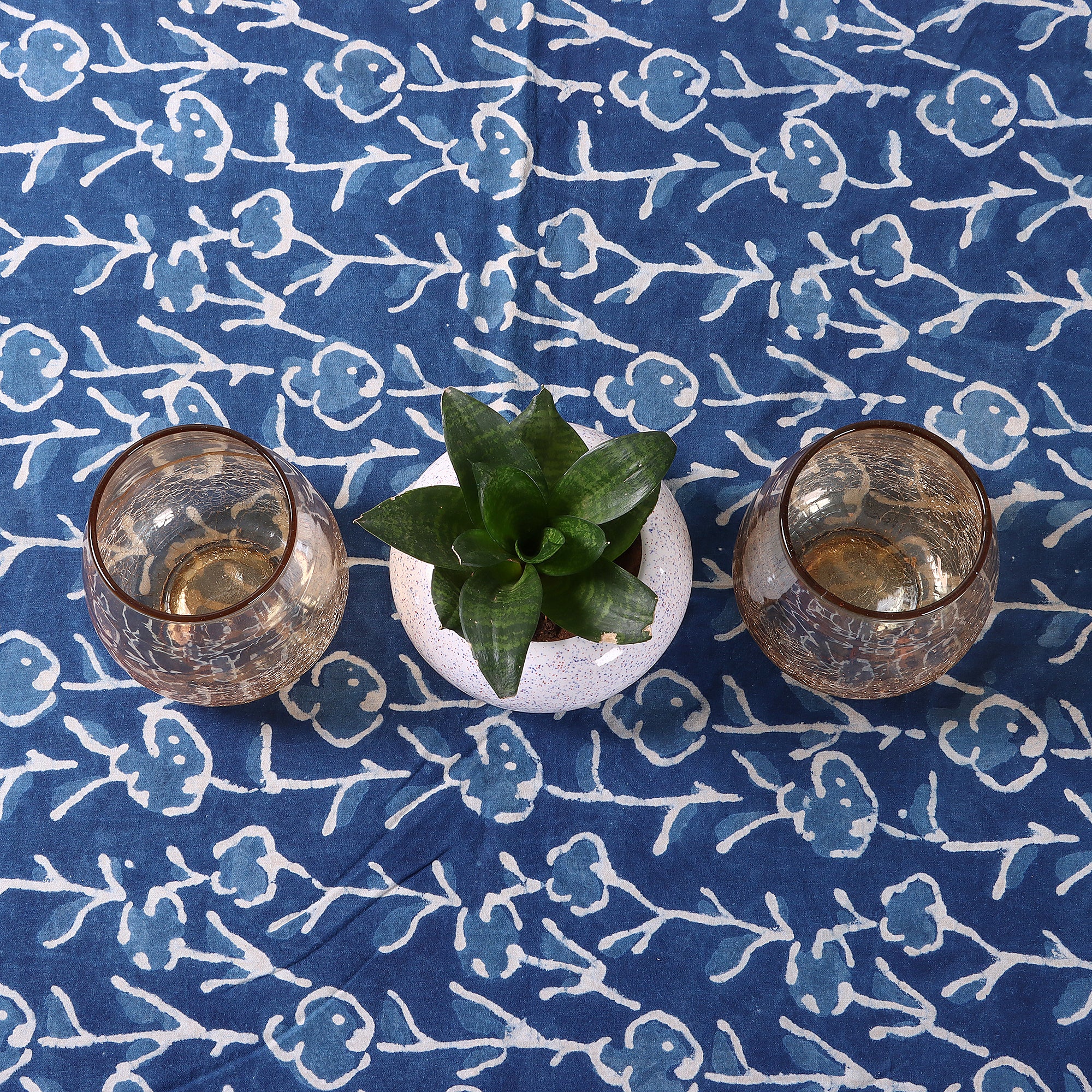 Indigo Hand Block Print Natural Dyed Tablecloths
