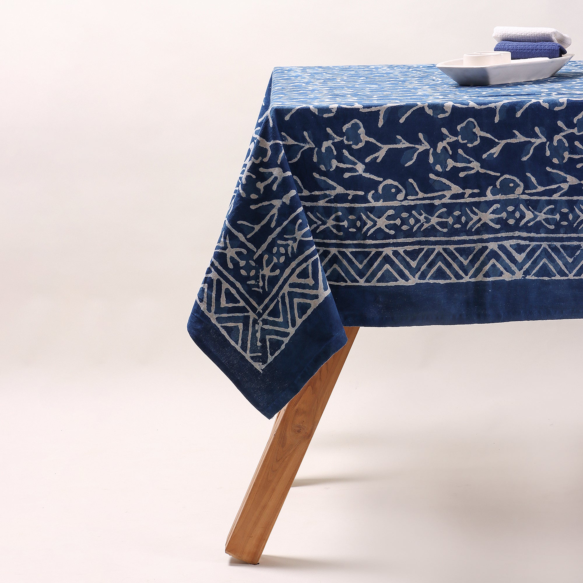 Indigo Hand Block Print Natural Dyed Tablecloths