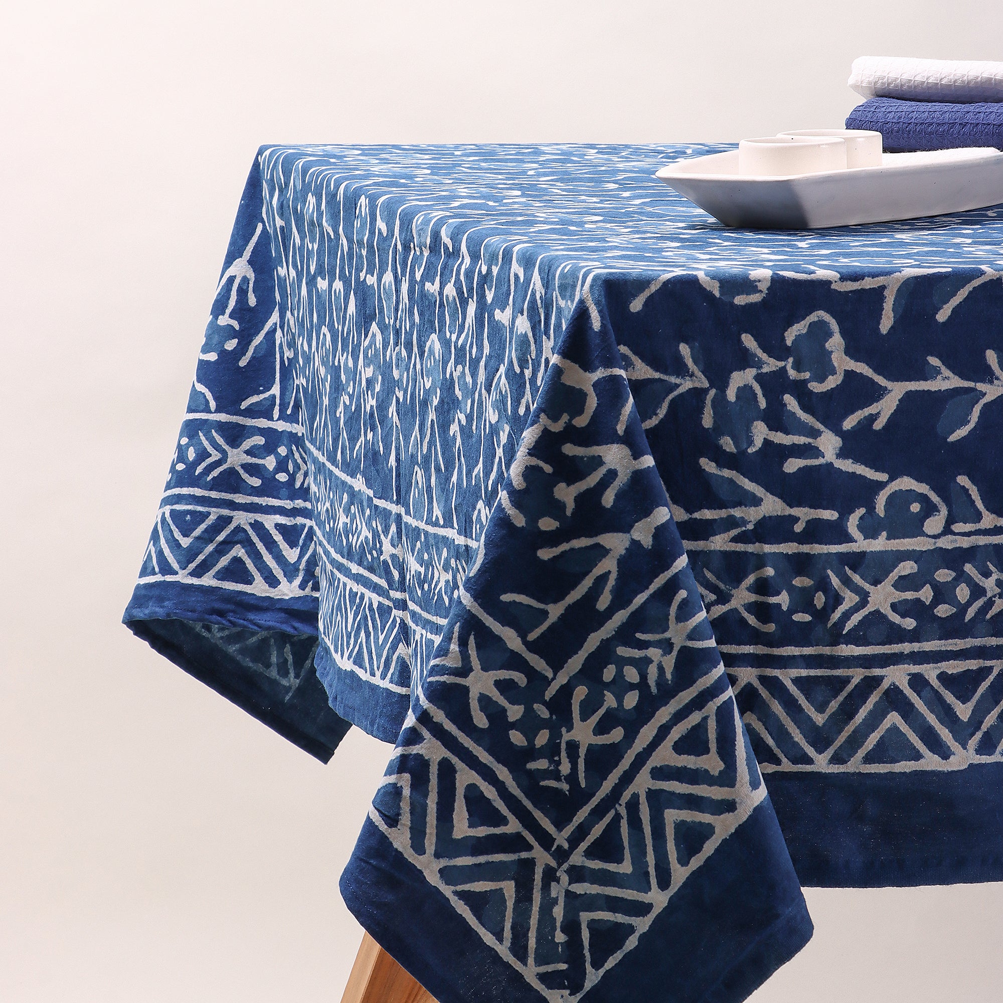 Indigo Hand Block Print Natural Dyed Tablecloths
