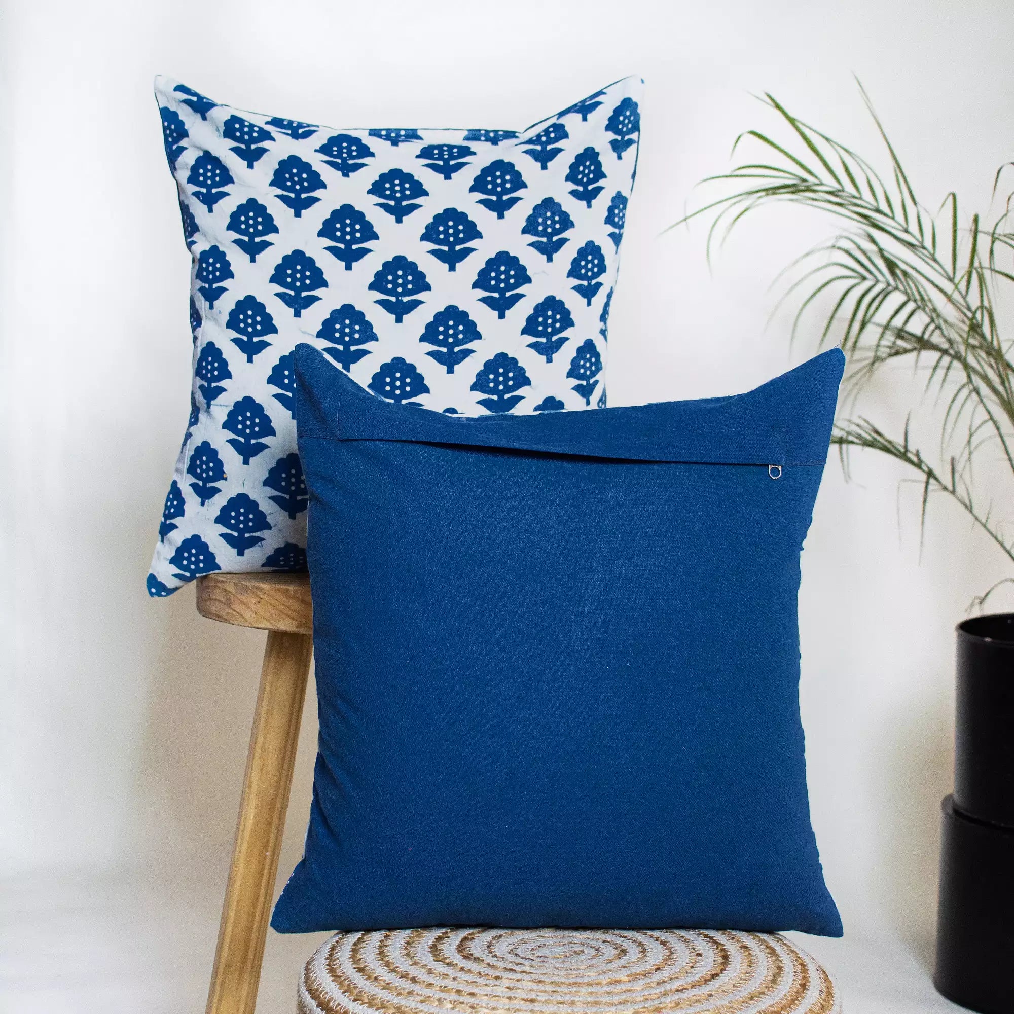 Indigo Hand Block Printed Cotton Cushion Cover