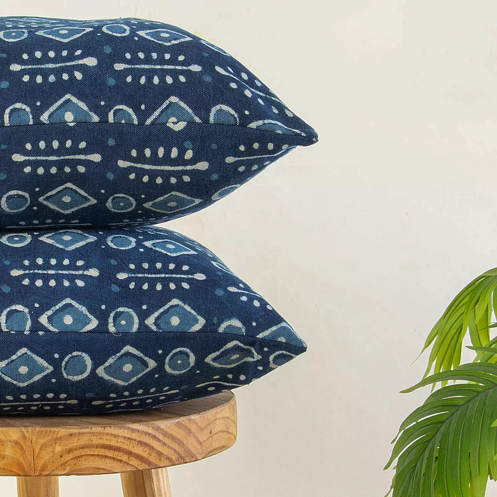 Indigo Modern Hand Block Printed Cotton Canvas Fabric